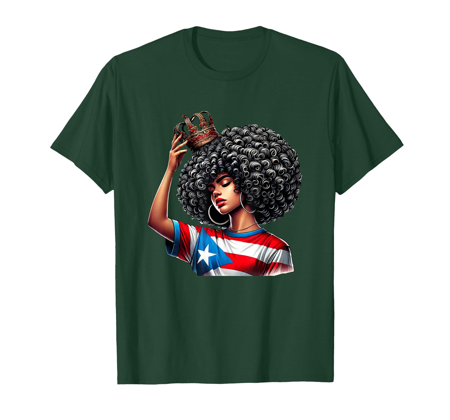 Afro Boricua Queen Puerto Rican Princess Flag Crown Latina T-Shirt