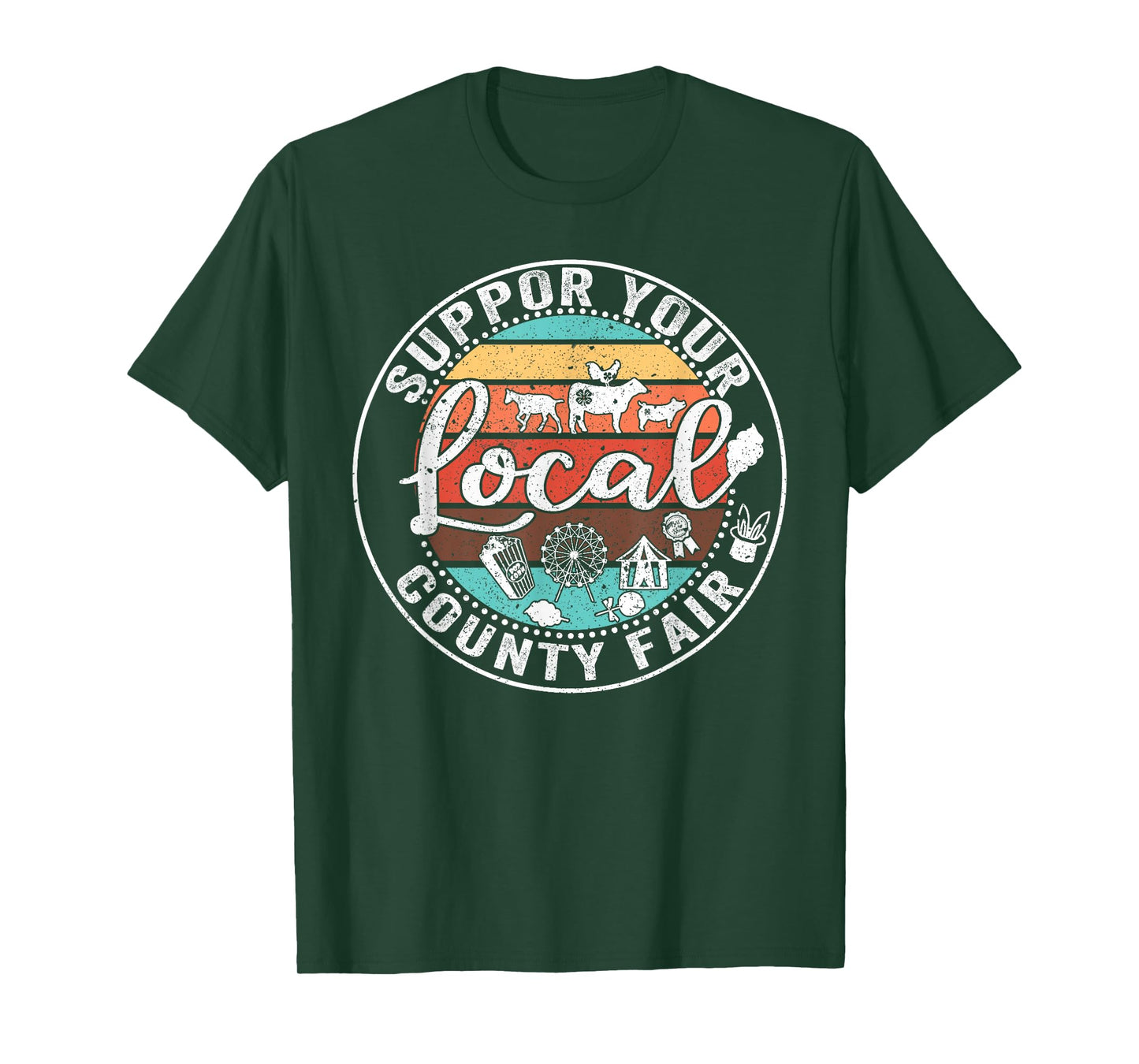 Support Your Local County Fair Farmer Country Farm Life T-Shirt, Small, Black