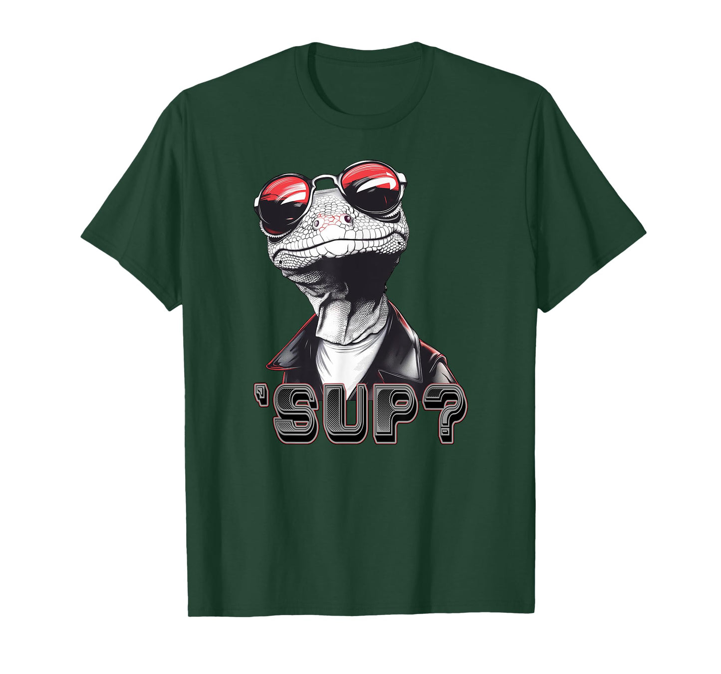 Cool Lizard Wearing Shades and Leather Jacket Asking 'Sup? T-Shirt