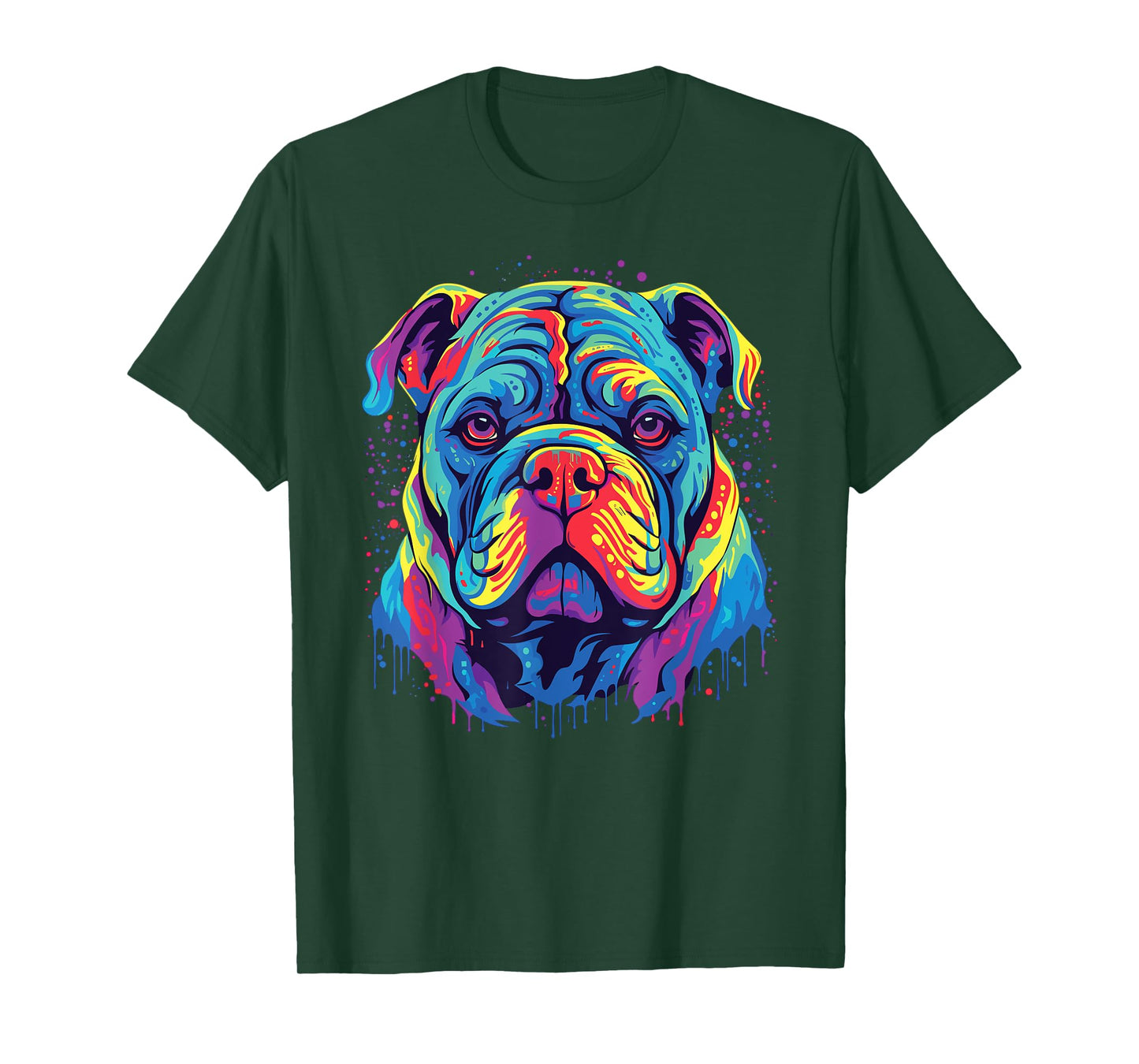 Watercolor Colorful Alapaha Blue Blood Bulldog Dog T-Shirt for Men Women Girls Kids
