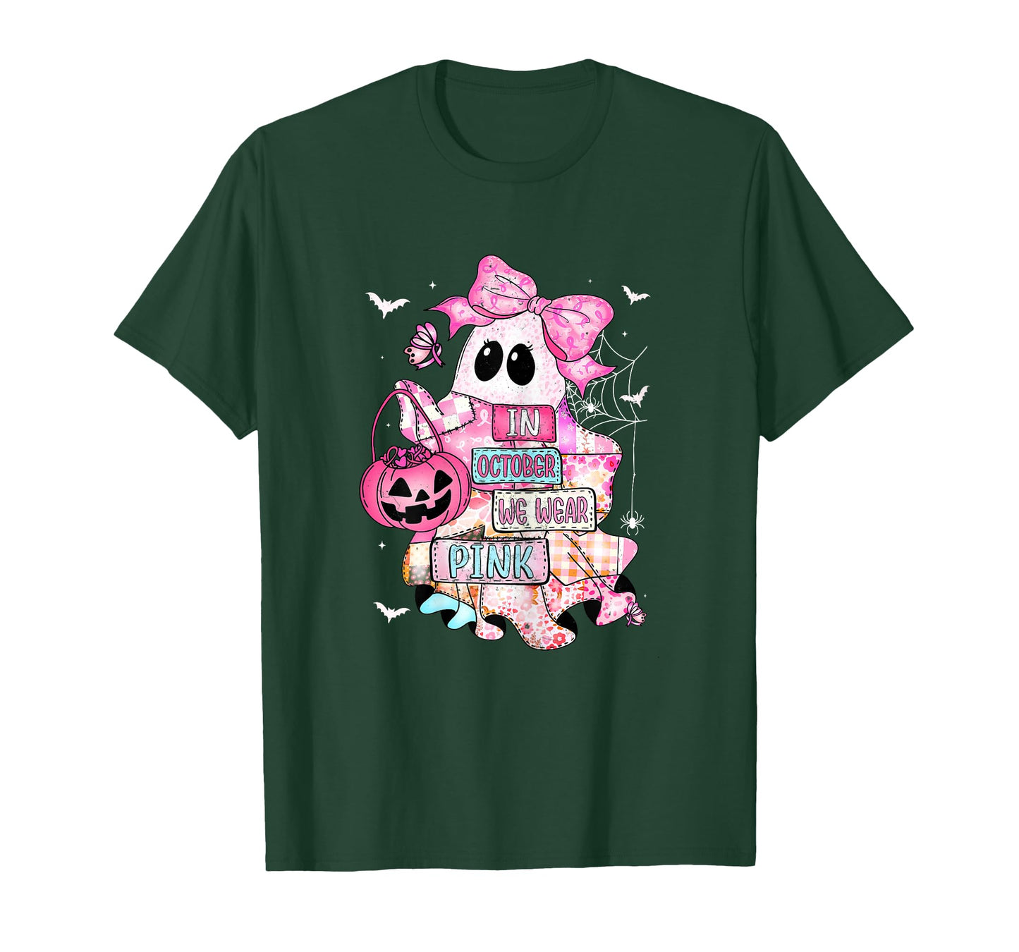 Halloween in October We Wear Pink Breast Cancer Awareness T-Shirt