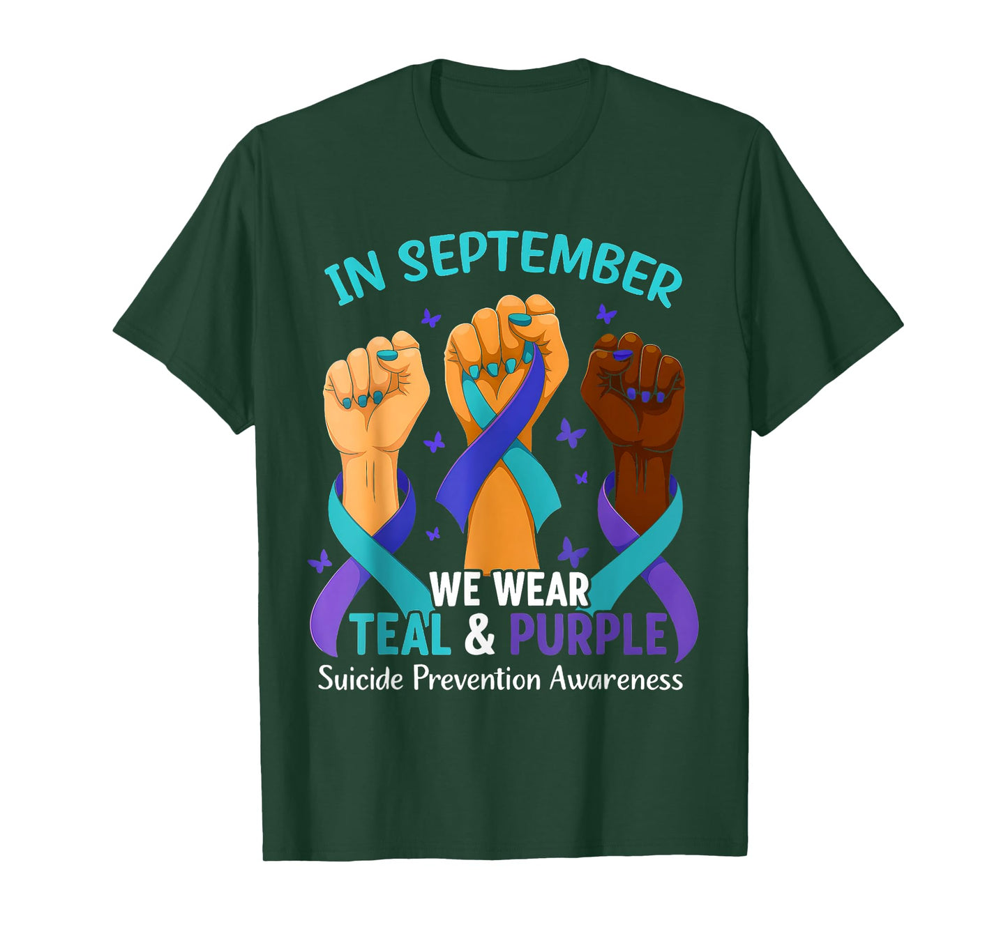 in September We Wear Teal Purple Ribbon Suicide Prevention T-Shirt