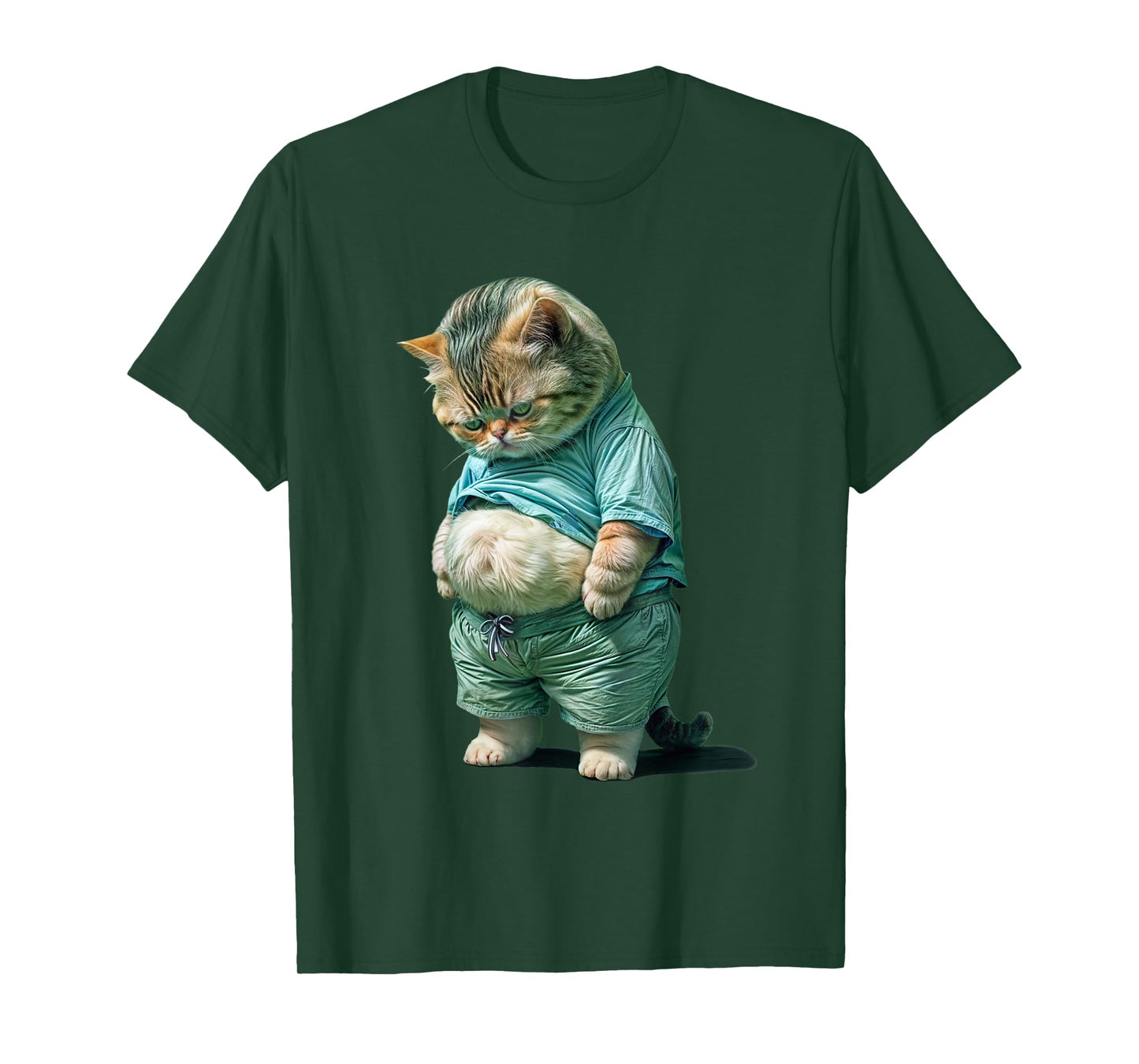Funny fat Cat IA art design print T-Shirt