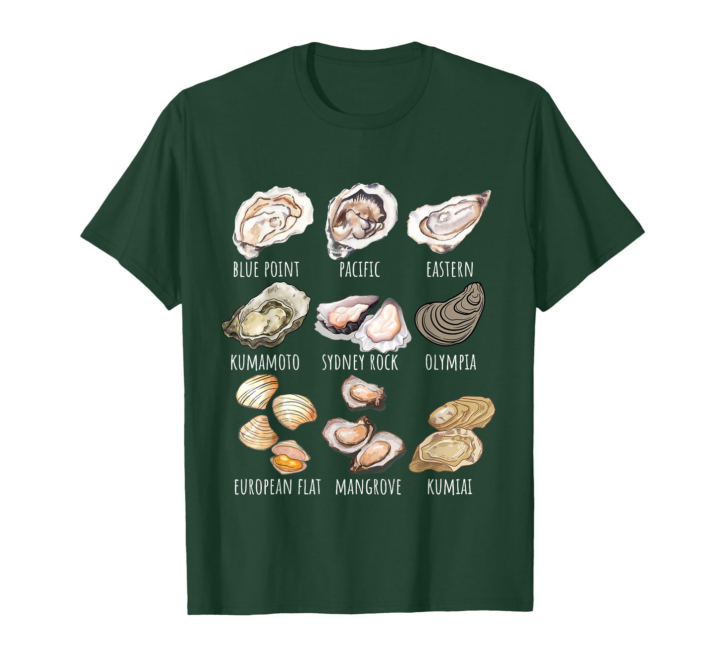 Different Type of Oysters Breed Collection,Cute Oyster Lover T-Shirt