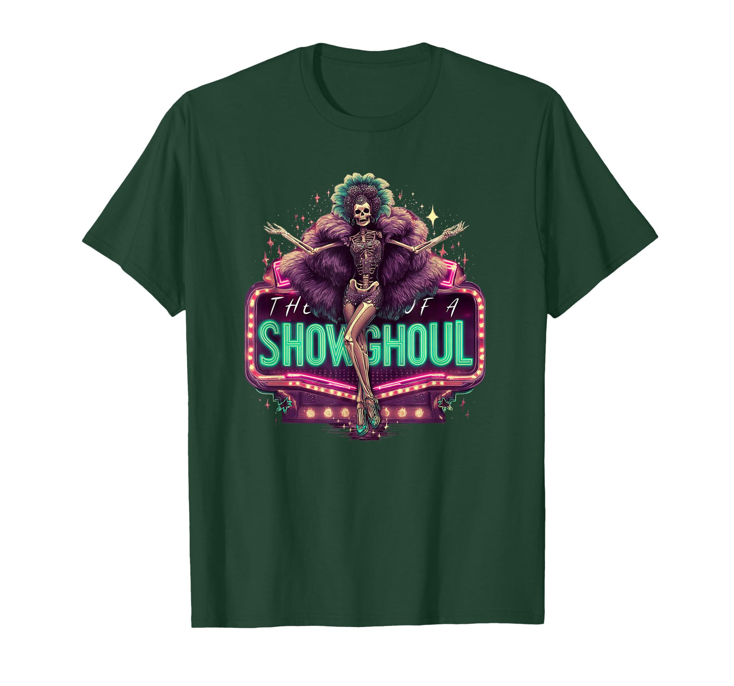 Creepy Showghoul Skeleton Burlesque Horror Glam Design T-Shirt
