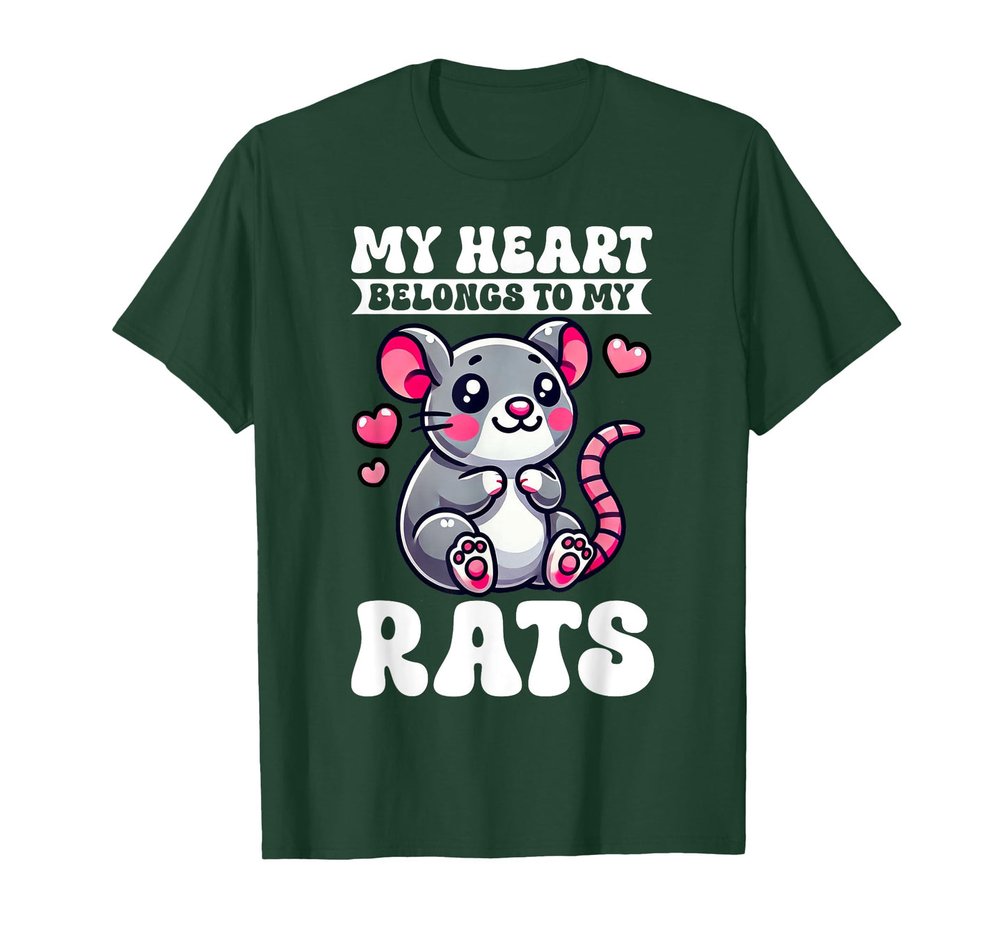 My Heart Belongs To My Rats Cute Rat Mama Mouse Mom Rodent T-Shirt
