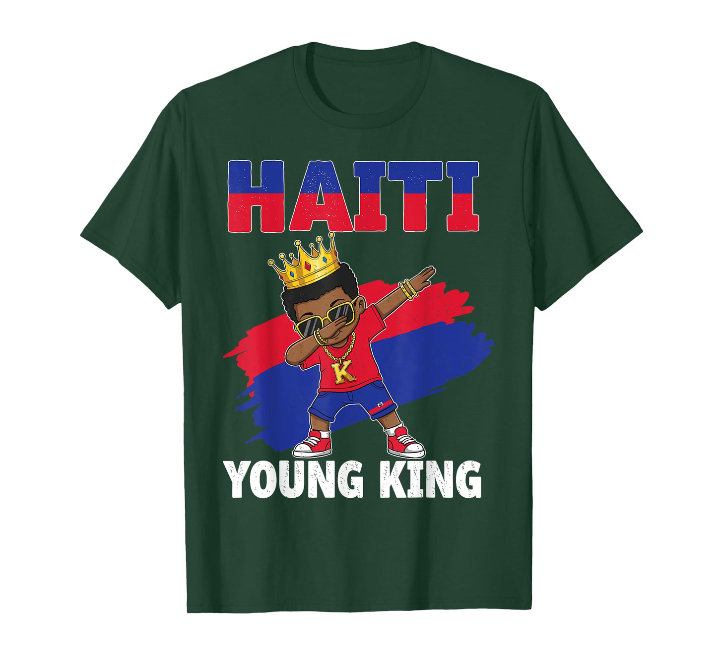 Haiti Young King Haitian Flag Day Melanin For Black kids Boy T-Shirt