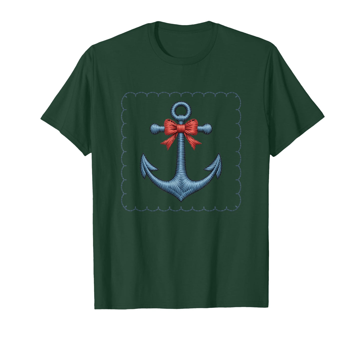 Anchor With Red Bow Nautical Style T-Shirt