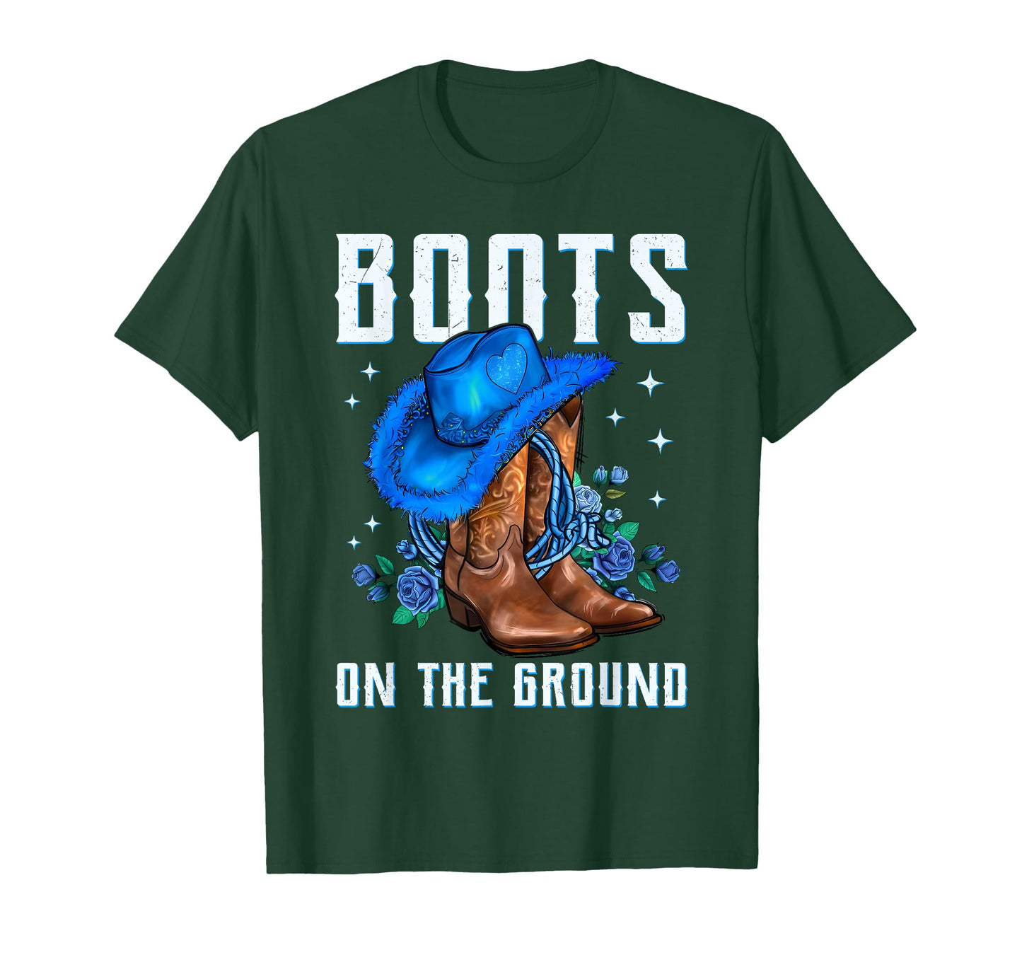 Boots On The Ground Cowboy Hat Rodeo Boots Girls T-Shirt