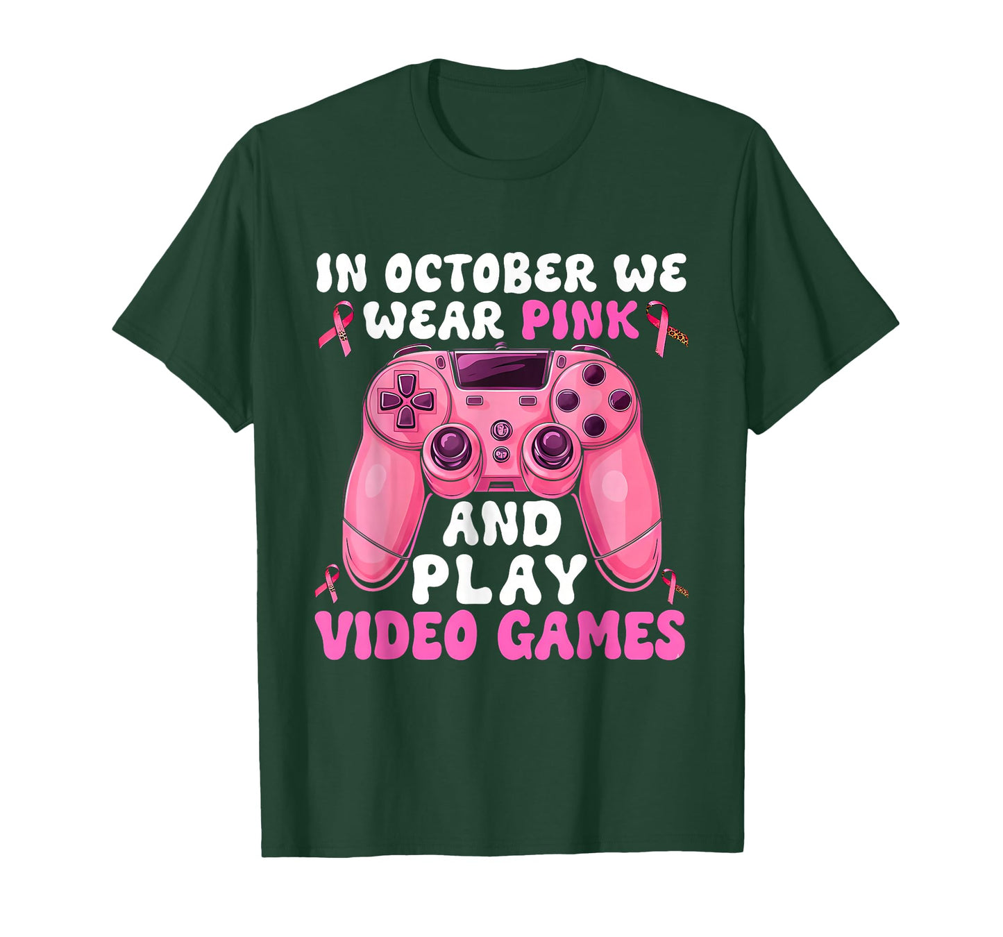 in October We Wear Pink Gaming Breast Cancer Awareness Month T-Shirt