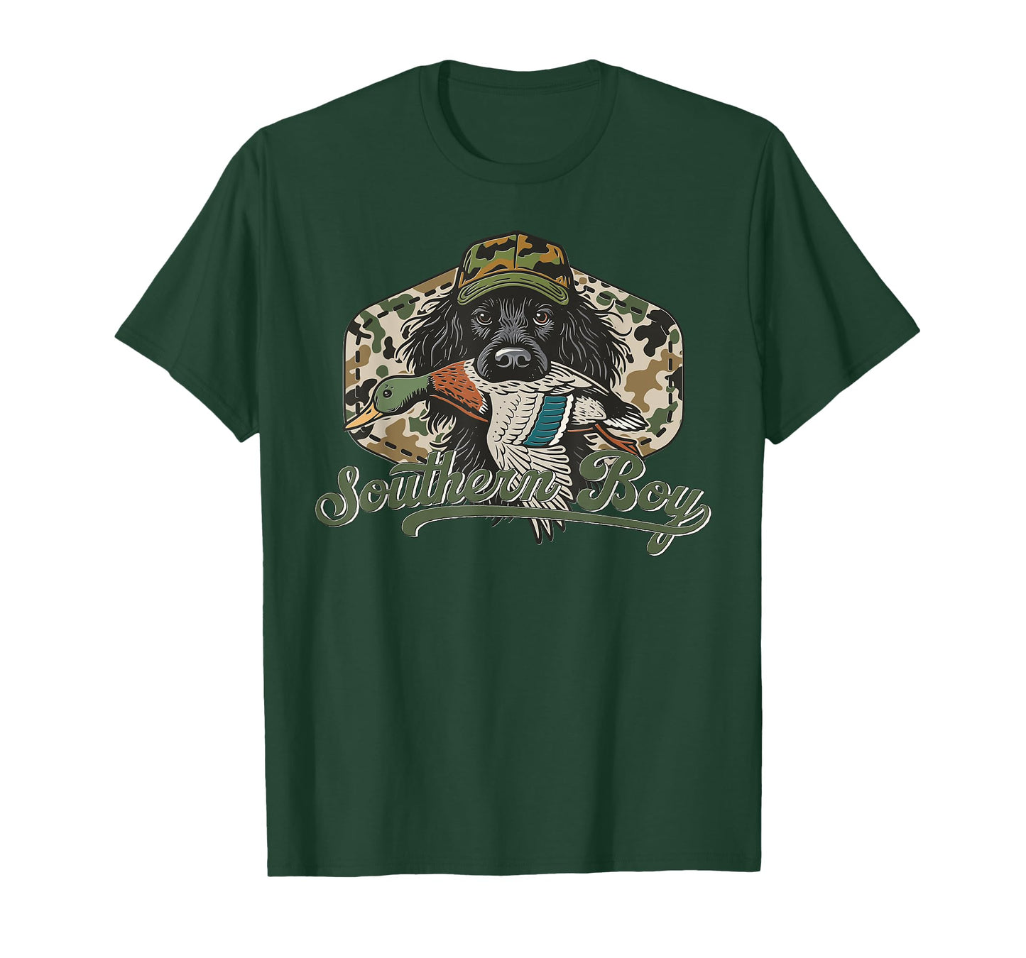 Camo Hunting Dog with Duck Rustic Retriever Southern Hunter T-Shirt