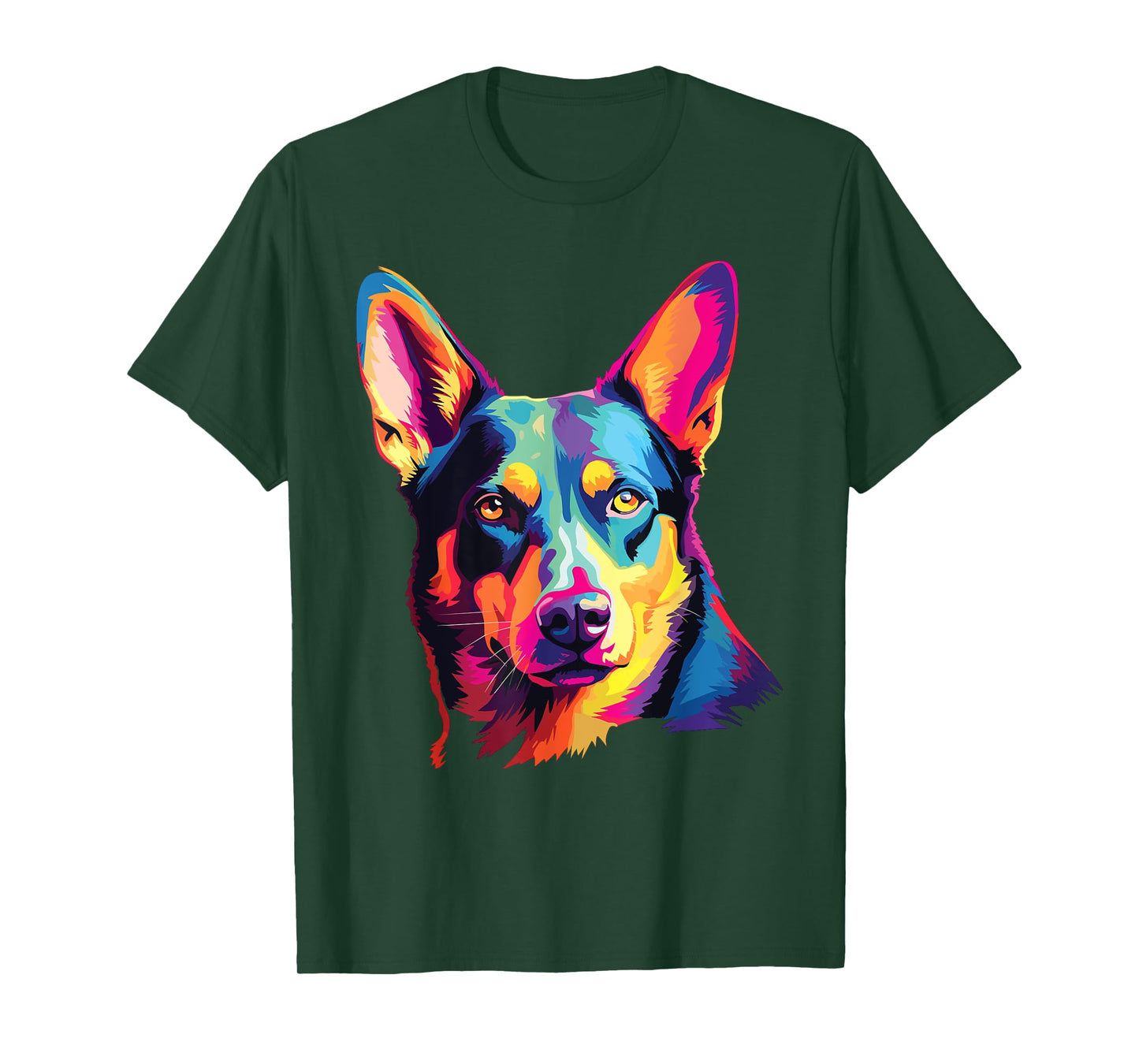 Watercolor Colorful Australian Kelpie Dog T-Shirt for Men Women Kids