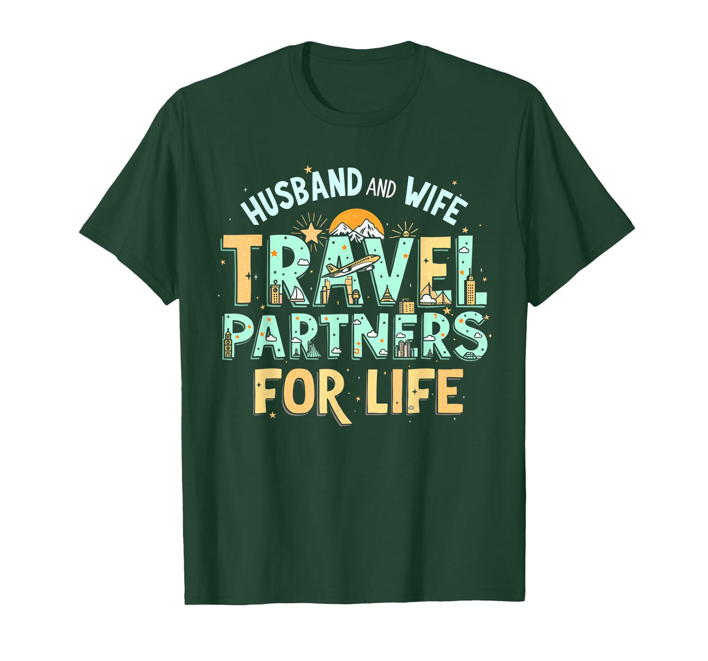 Husband And Wife Travel Trip Couples Matching Vacation T-Shirt
