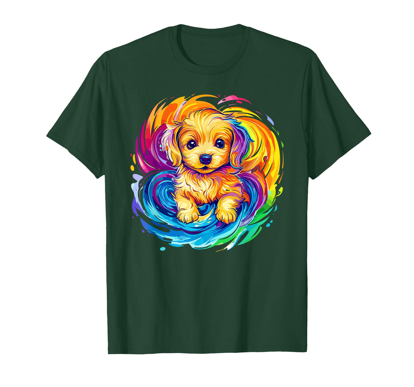 Adorable Puppy Rainbow Swirl Fantasy T-Shirt