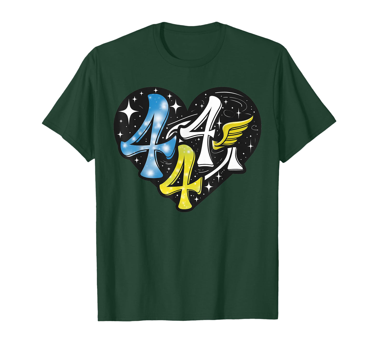 444 Angel Number Numerology Spirit Heart And Wings Of Angel T-Shirt