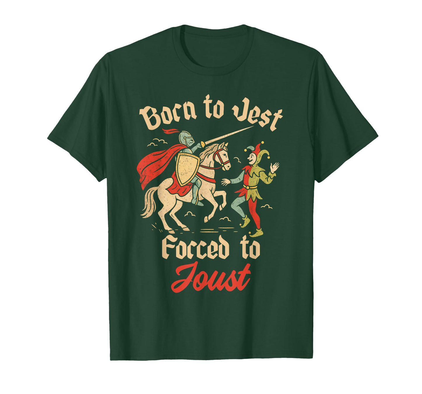 Medieval Vintage Knight Jester Born to Jest Forced to Joust T-Shirt