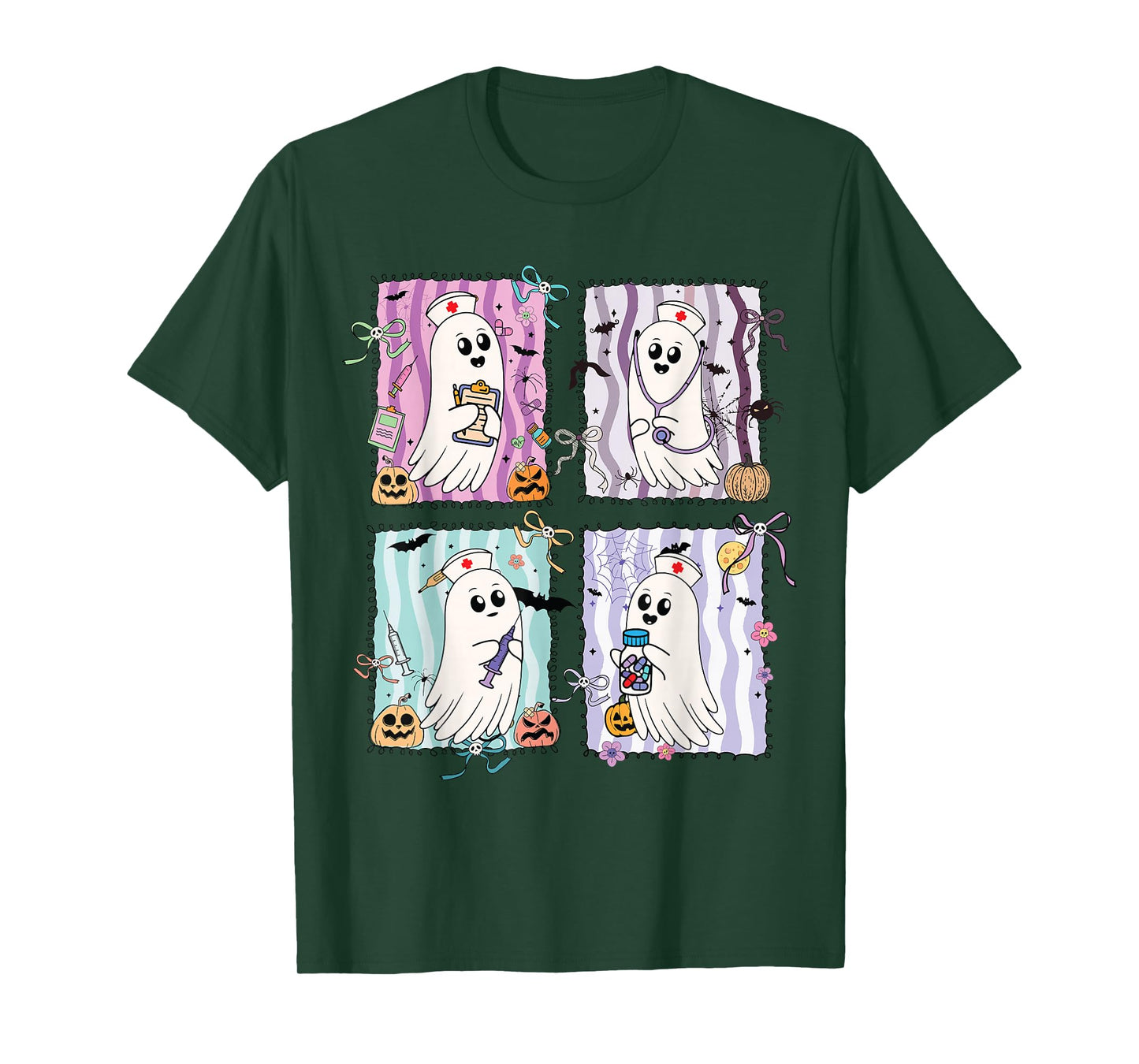 Preppy Nurse Ghosts Halloween Medical Spooky Pastel Design T-Shirt