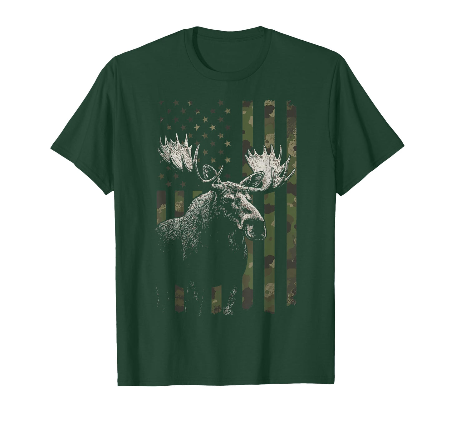 Moose USA Flag Alaska Wildlife T-Shirt