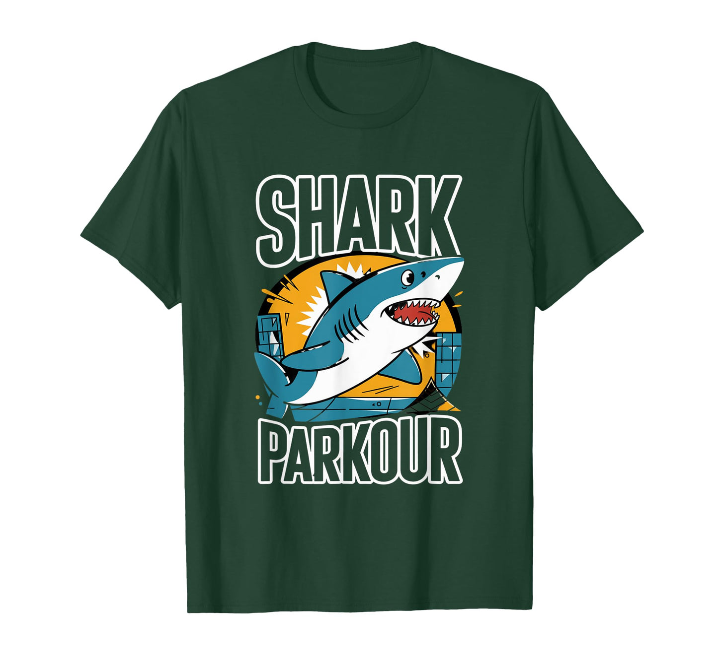Shark Parkour Energetic Adventure Graphic T-Shirt
