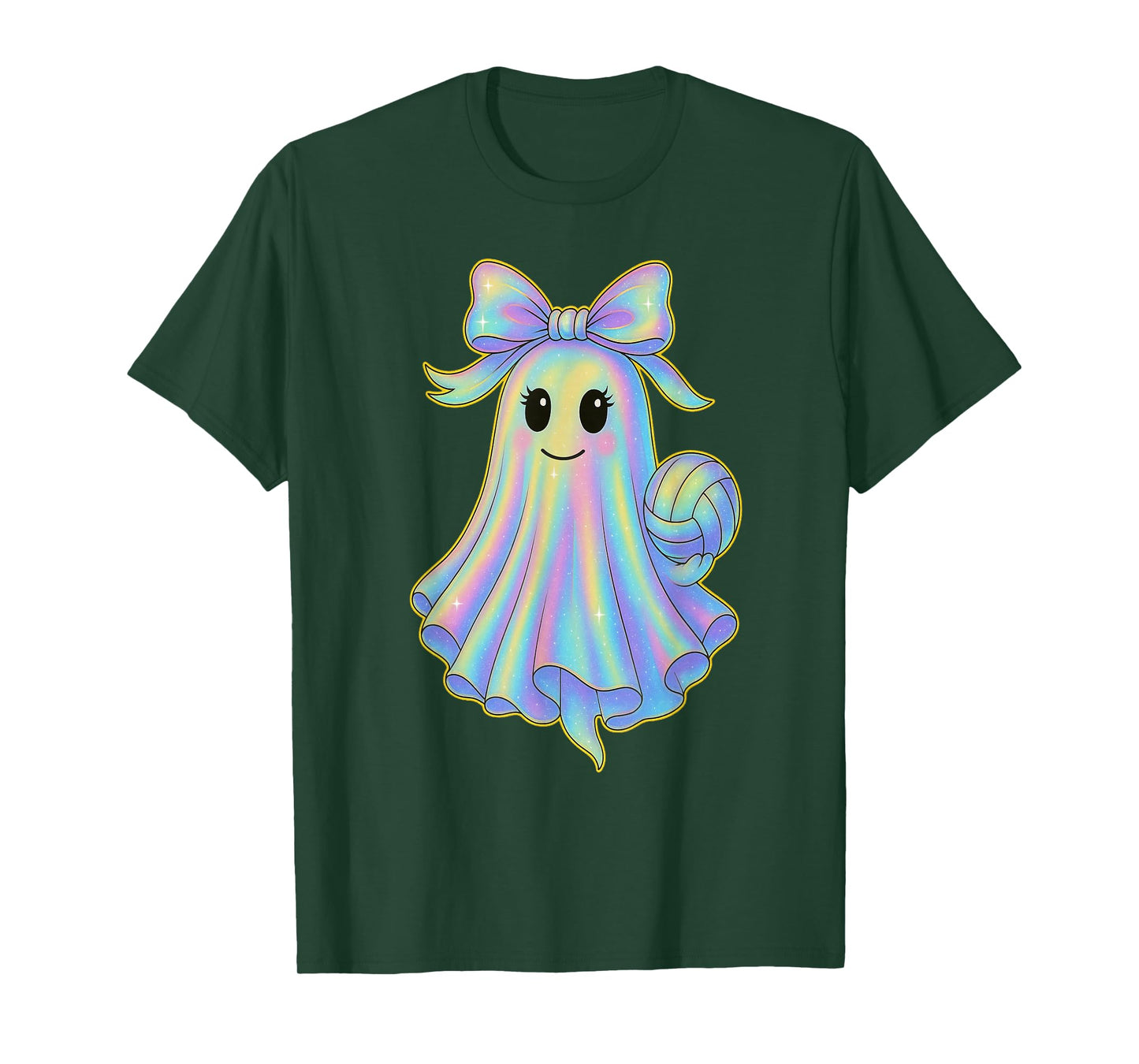 Volleyball Ghost Lover Pastel Halloween Coquette Bow T-Shirt
