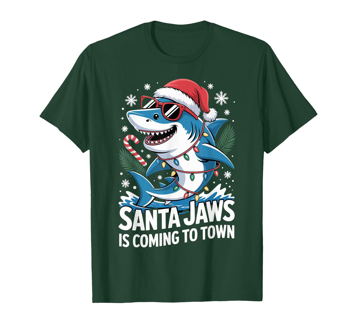 Summer Santa Jaws Vacation Christmas in July Shark T-Shirt