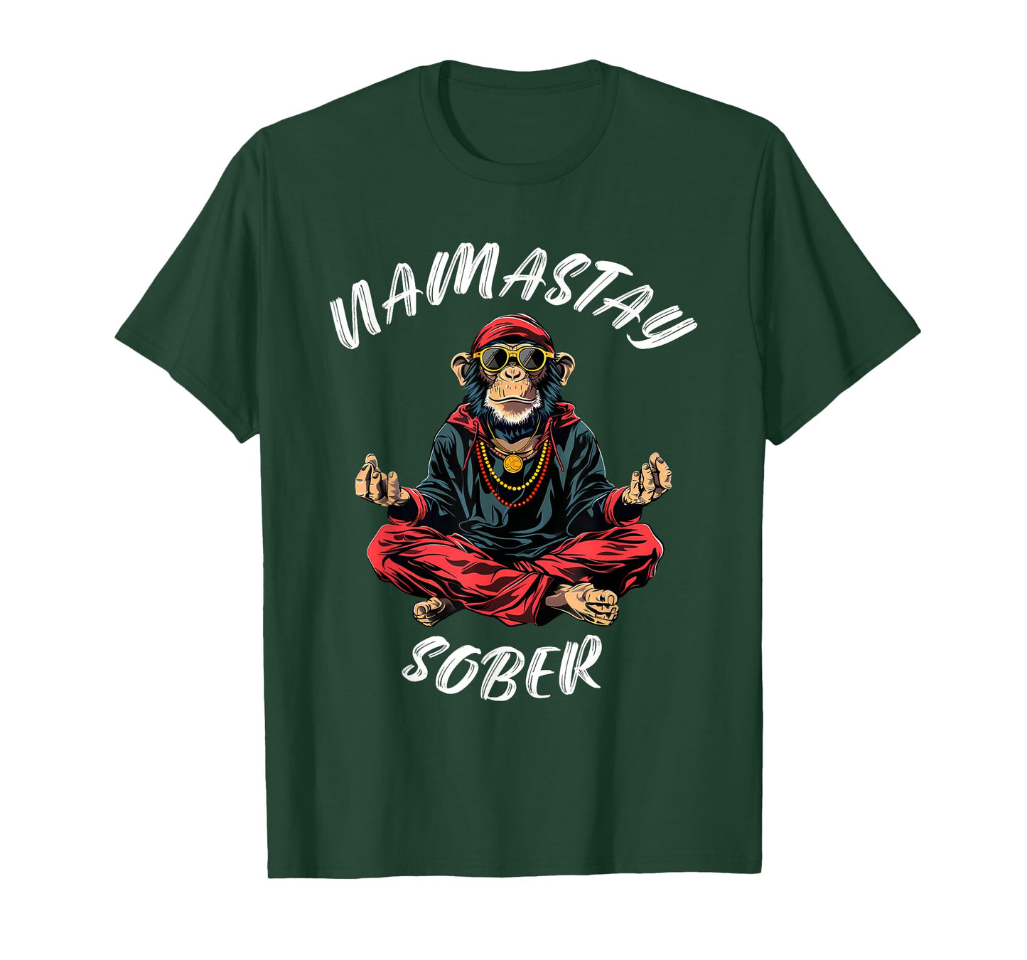 Monkey Funny Sobriety Narcotics Anonymous Namastay Sober T-Shirt