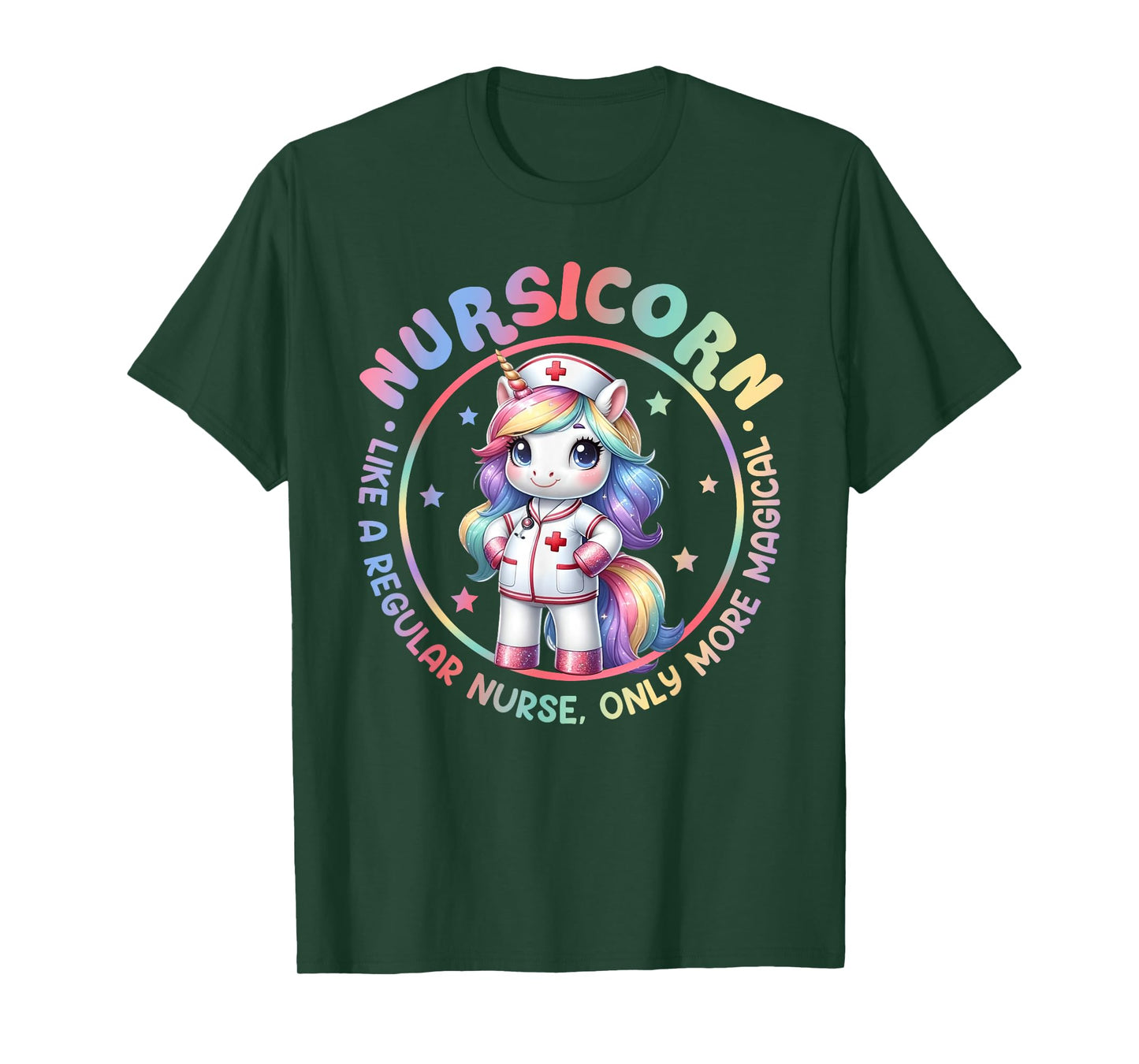 Funny Nursicorn Rainbow Cute Unicorn Nurse Nursing RN Women T-Shirt