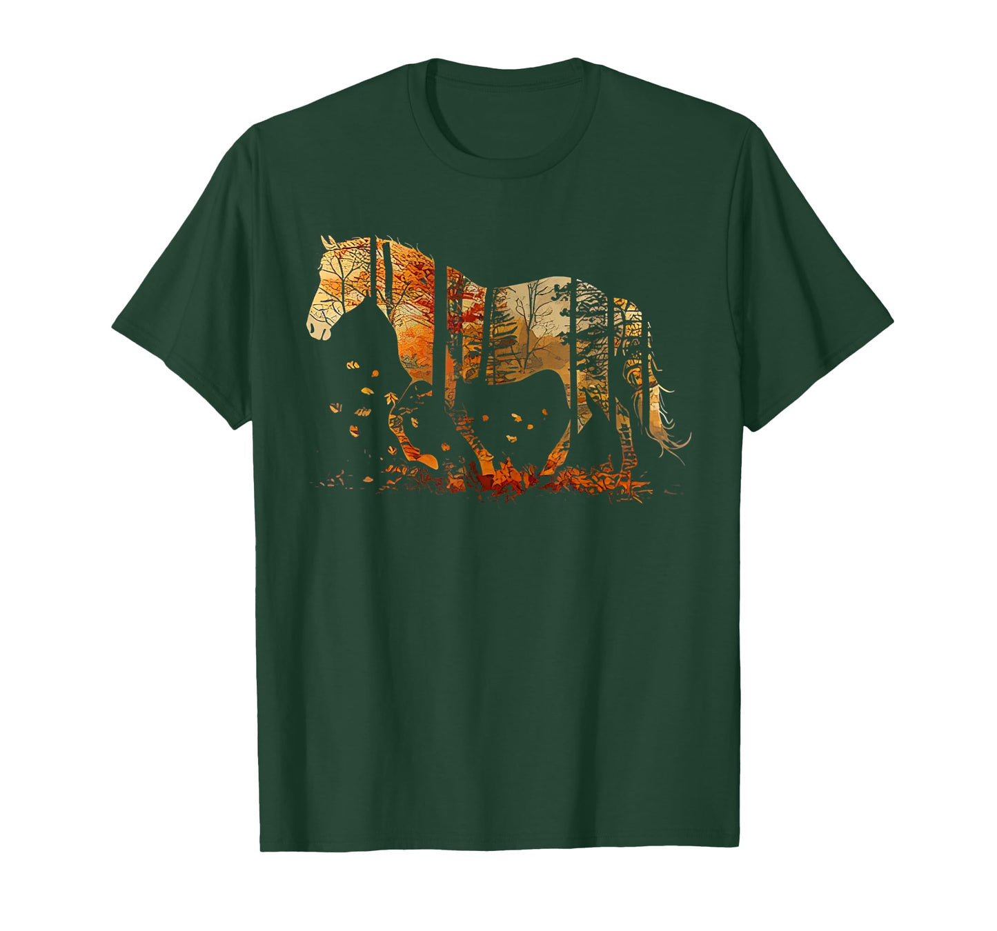 Cute Horse Lover Autumn Leaves Pony Animal Wildlife T-Shirt