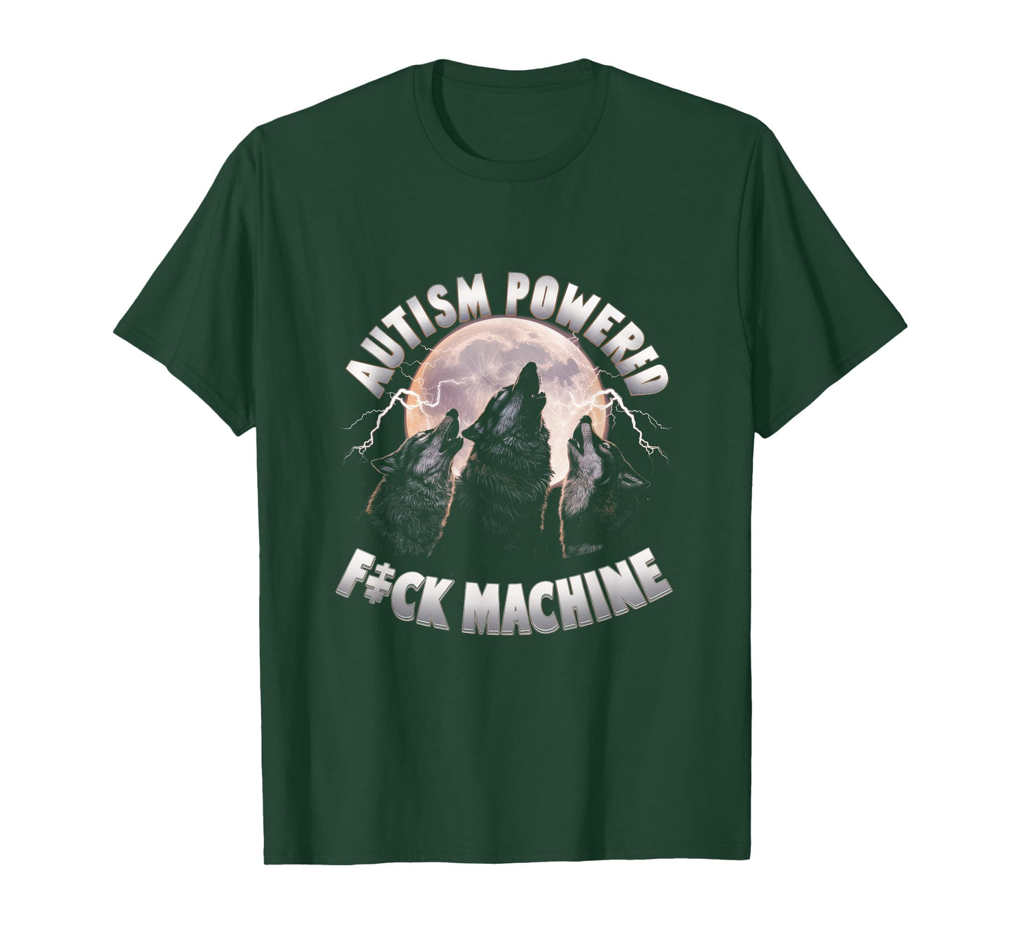Autism Powered F ck Machine Funny Meme Wolf Autistic Retro T-Shirt