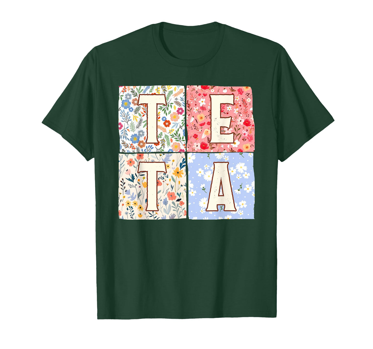 Teta Grandma Grandmother Mother's Day Boho Floral Flower T-Shirt