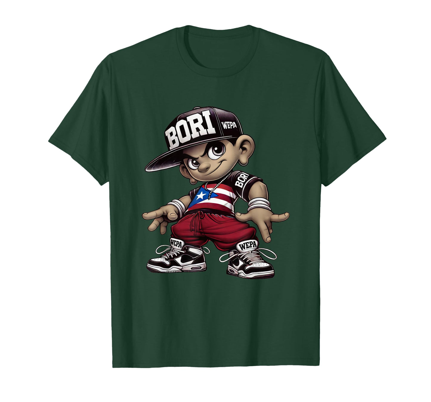 Bori Kid Puerto Rican Flag Boricua Attitude Cute Hip Hop Fun T-Shirt