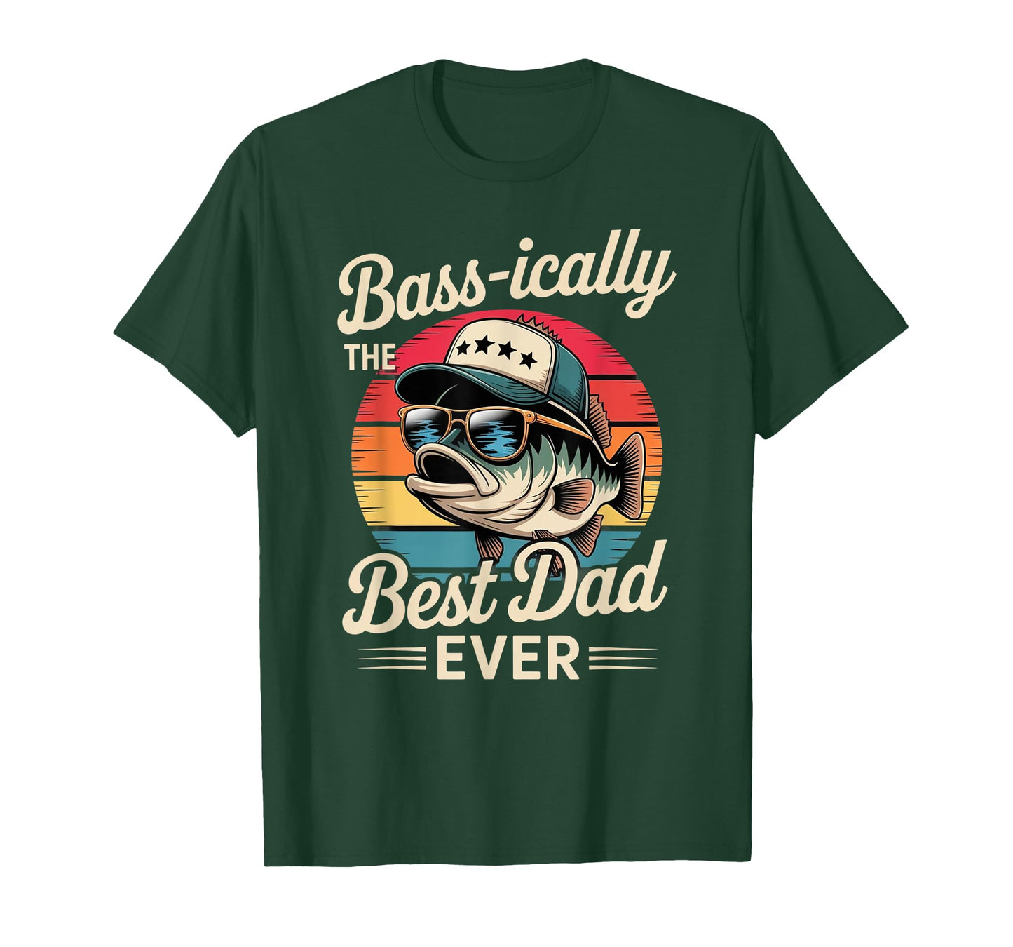Bass-ically The Best Dad Funny Fishing Retro Bass Fisherman T-Shirt