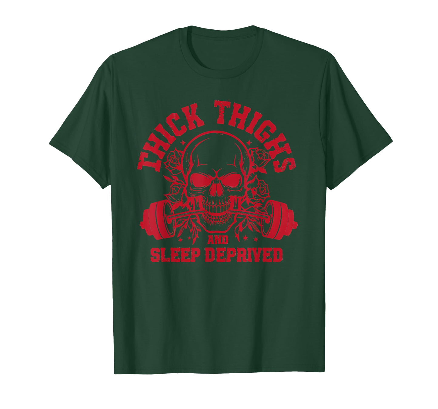 Thick Thighs and Sleep Deprived Vintage Skull Muscle Mommy T-Shirt