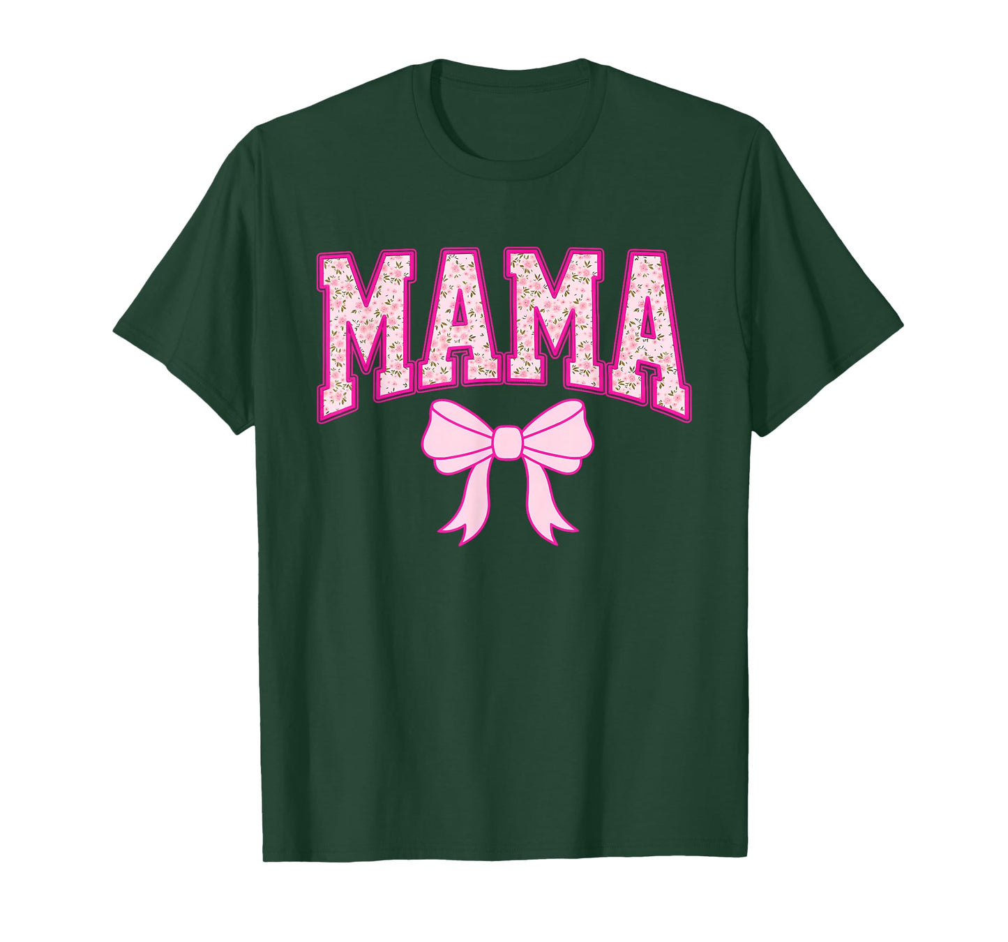 Mama Coquette Bow Groovy Pink Floral Mother's Day Mom Life T-Shirt