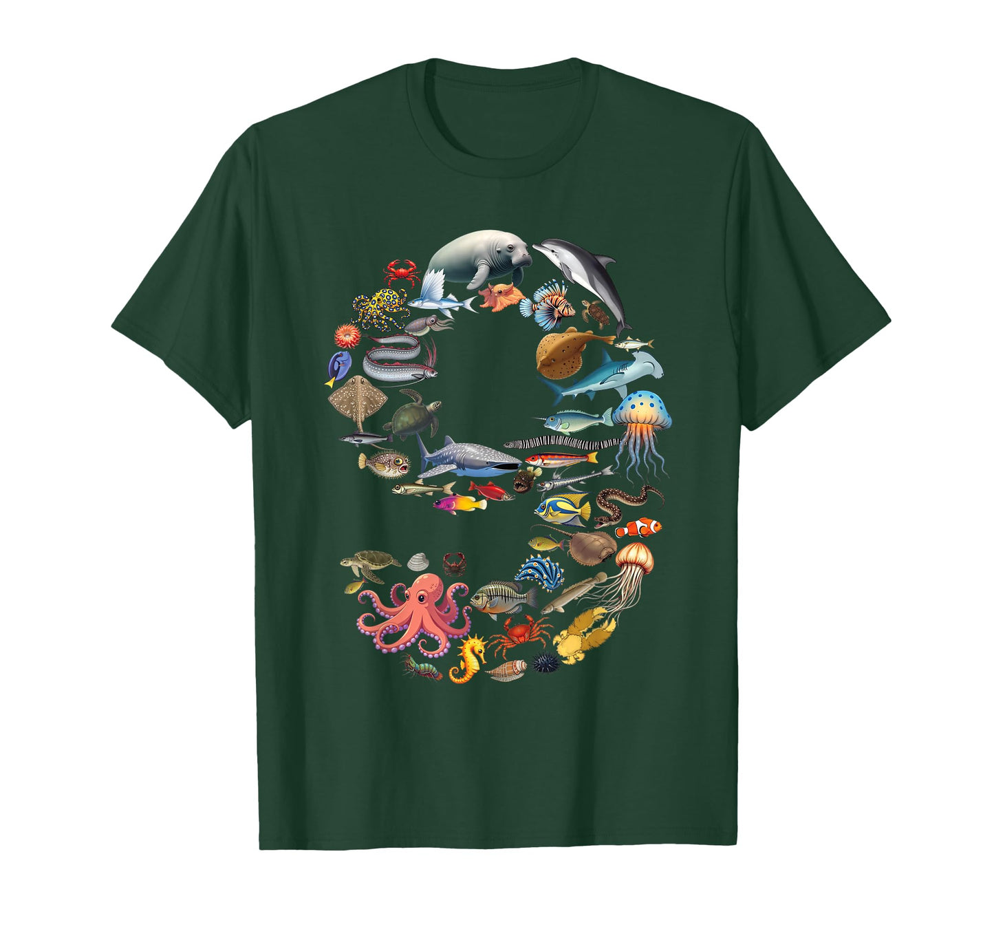 9 Years Old 9th Birthday Sea Ocean Animals Figures Number 9 T-Shirt