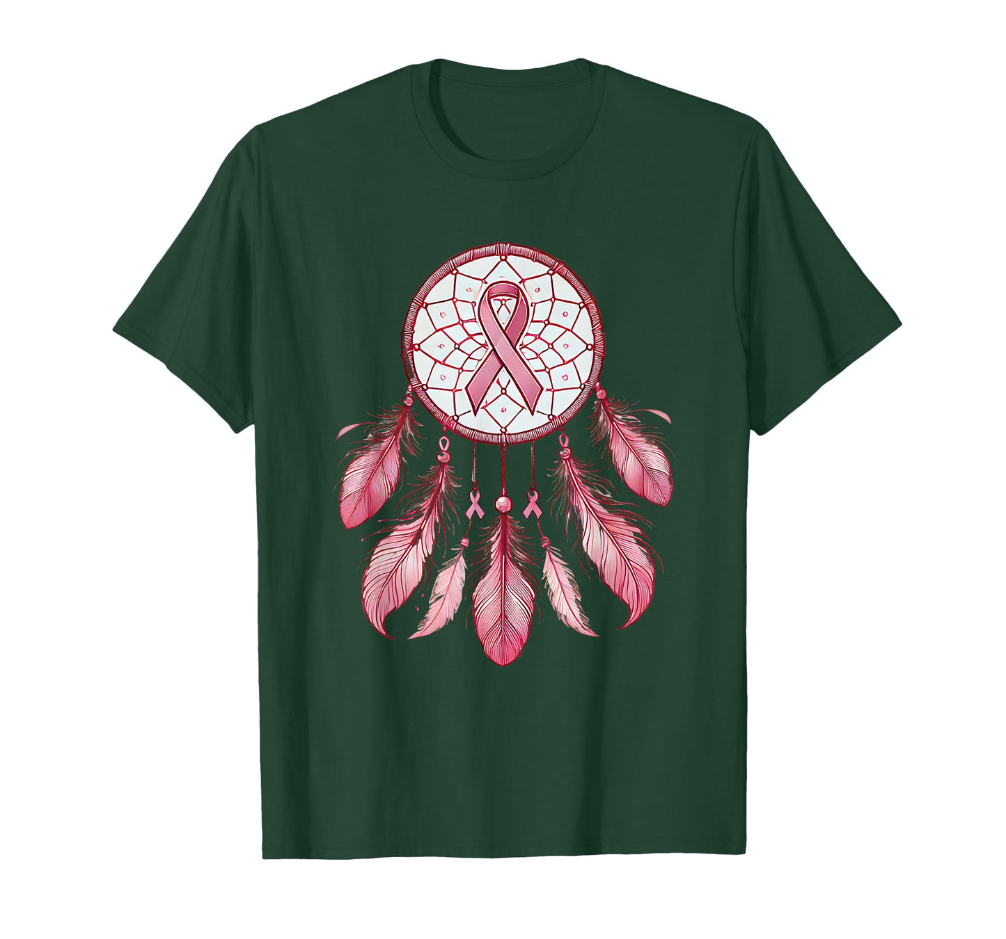 Pink Ribbon Native Indian DreamCatcher Art Breast Cancer T-Shirt