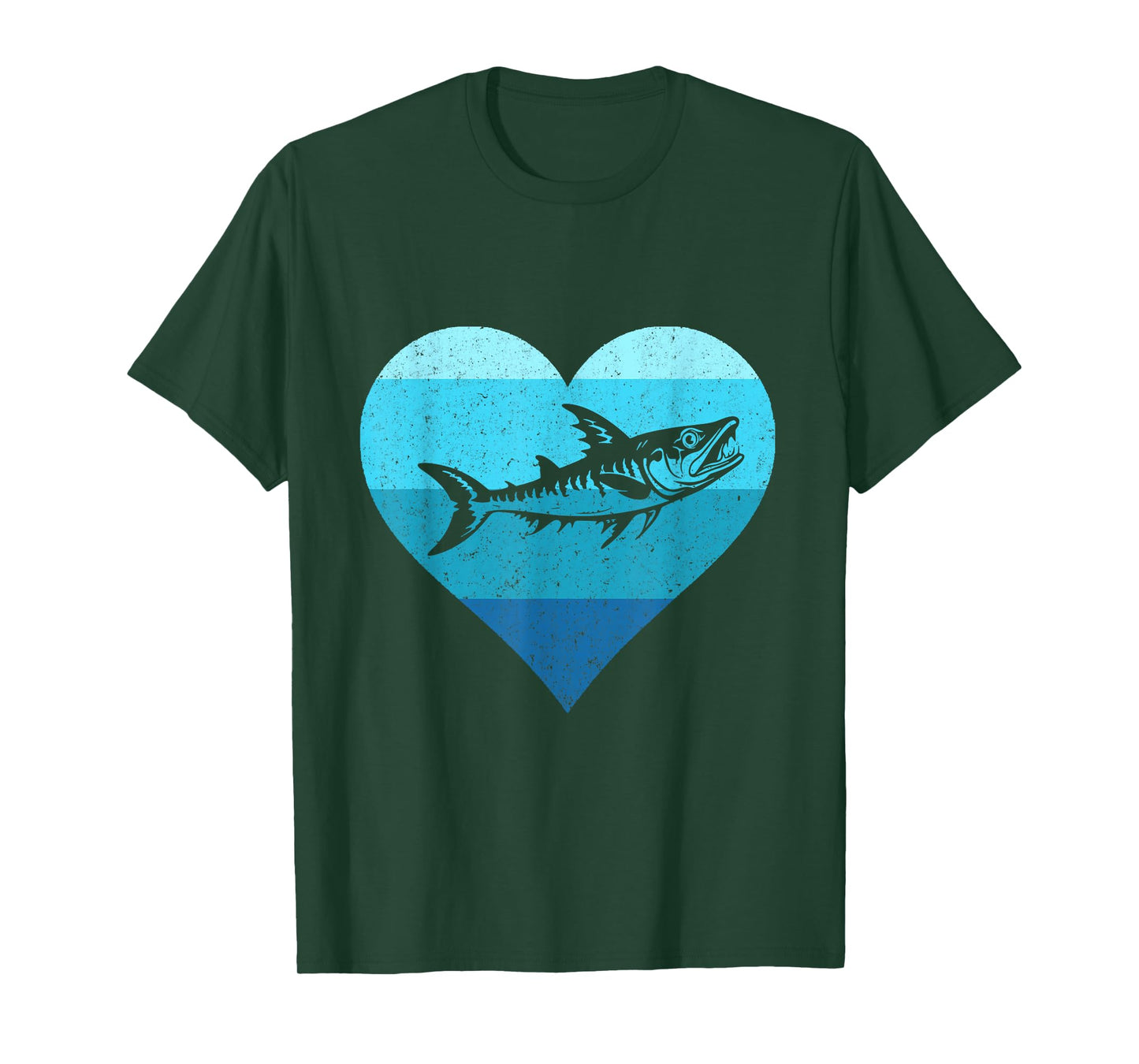 Retro Saltwater Fish Lover Heart Barracuda Fishing Barracuda T-Shirt