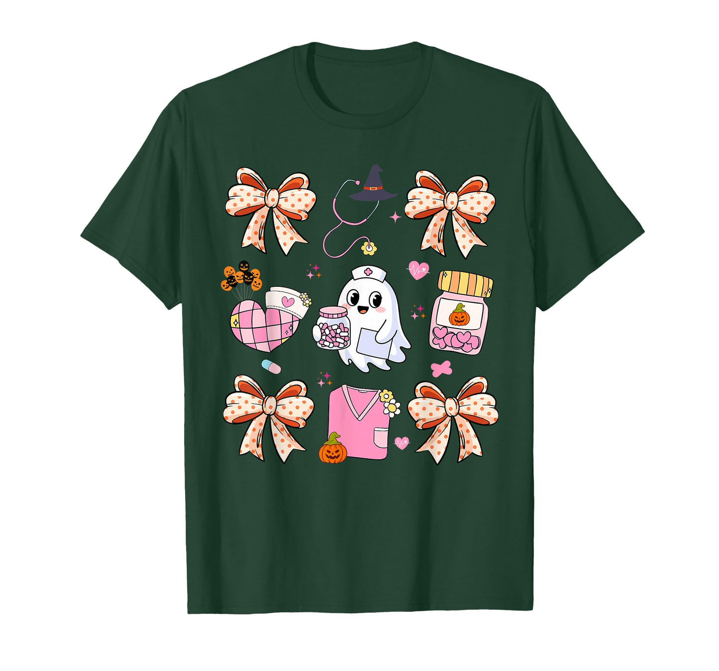 Nurse Ghost Bow Coquette Halloween Nurse Life Medical Crew T-Shirt