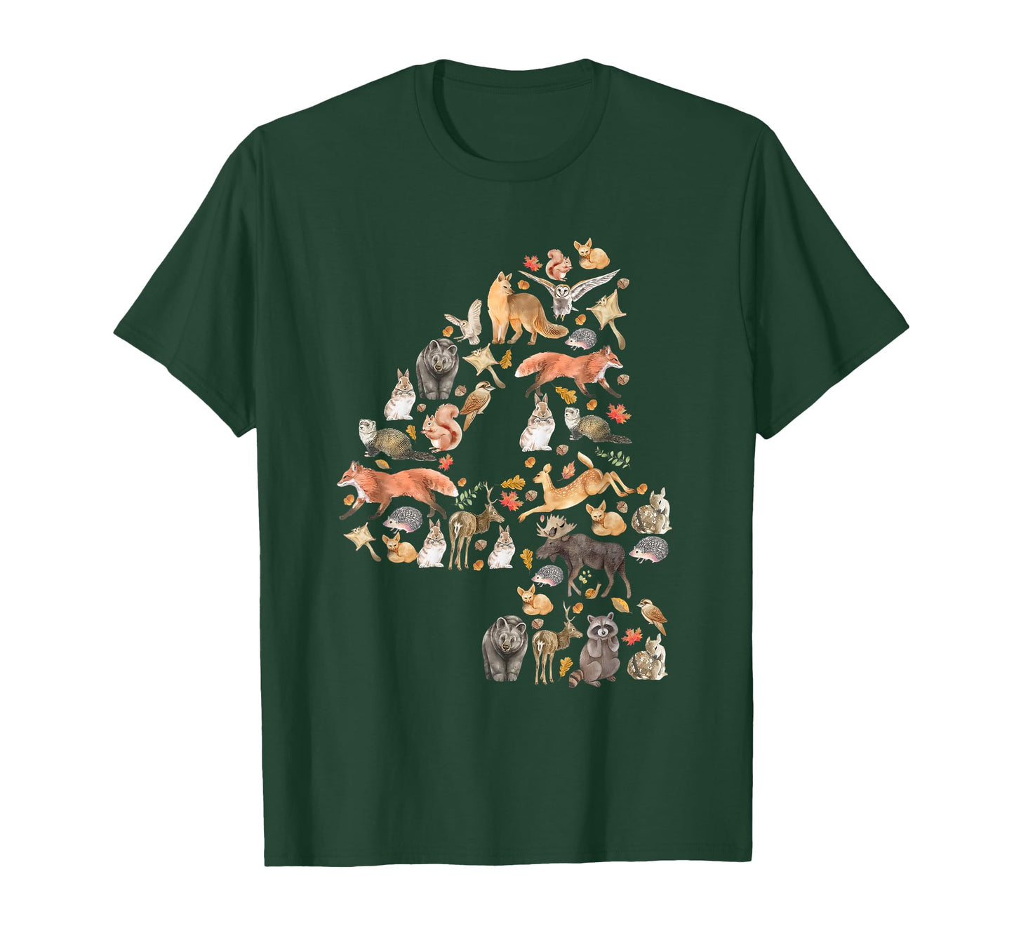 Happy 4th Birthday Forest Animals Nature Wildlife Woodland T-Shirt