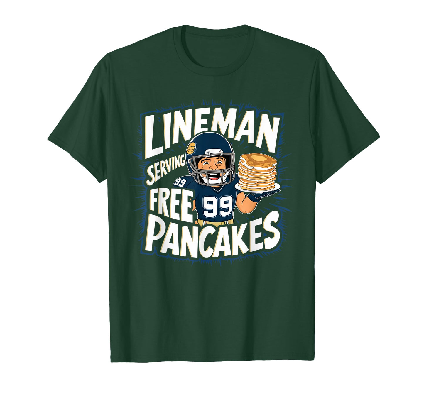 Funny Lineman Serving Pancakes Football OL DL T-Shirt