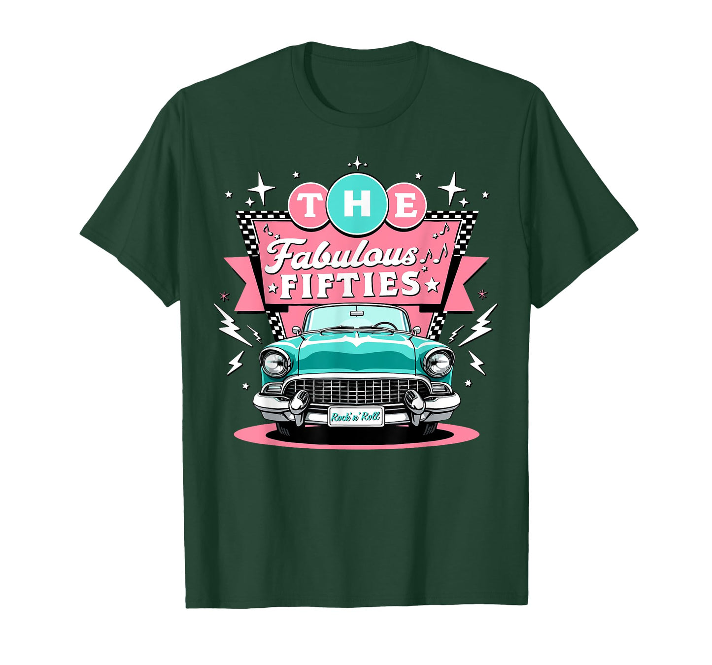 The Fifties 1950s Car Music Checkerboard Rockabilly Sock Hop T-Shirt
