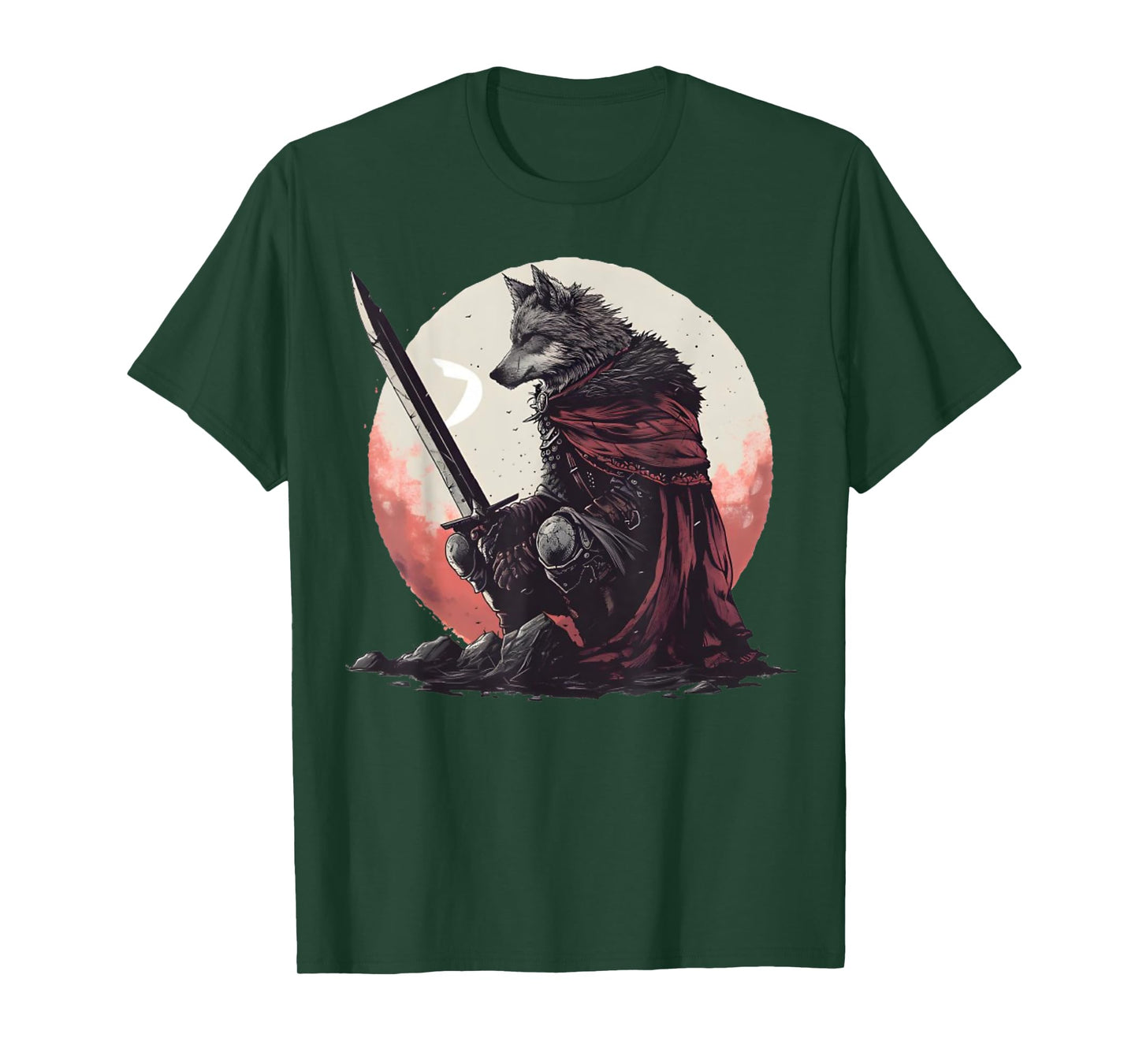 Majestic Sad Wolf Artwork - Wolf Sword T-Shirt