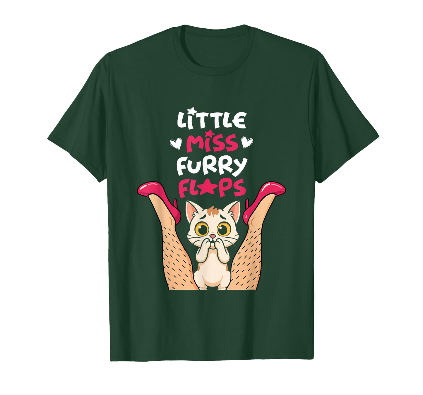 Funny Cat Little-Miss Furry Flaps Inappropriate Adult Joke T-Shirt