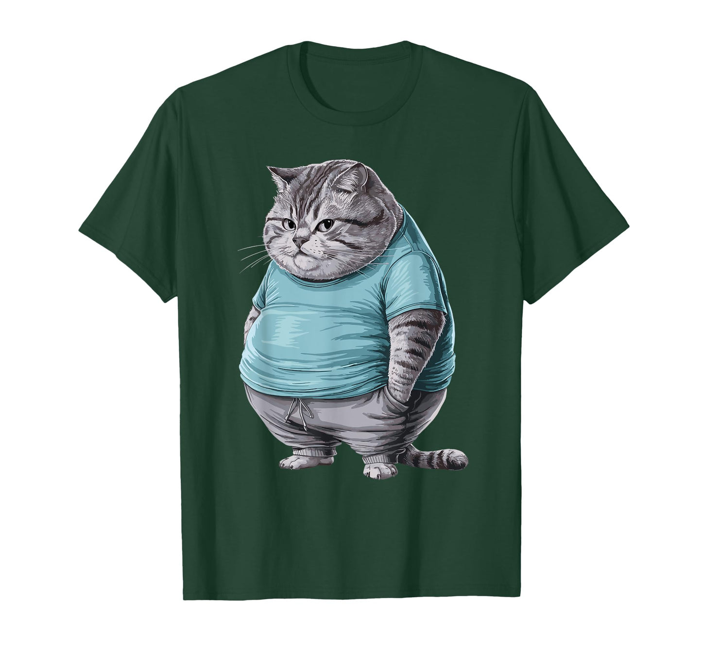 Funny Fat Sad Cat Art Design Fat Kitten Cat Lover Fat Cat T-Shirt for Men Women Girls Kids