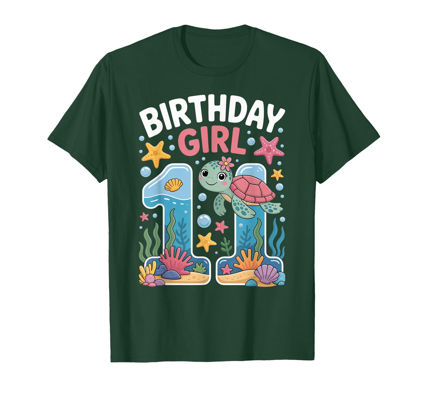 11 Year Old Birthday Girl 11th Sea Turtle Ocean T-Shirt