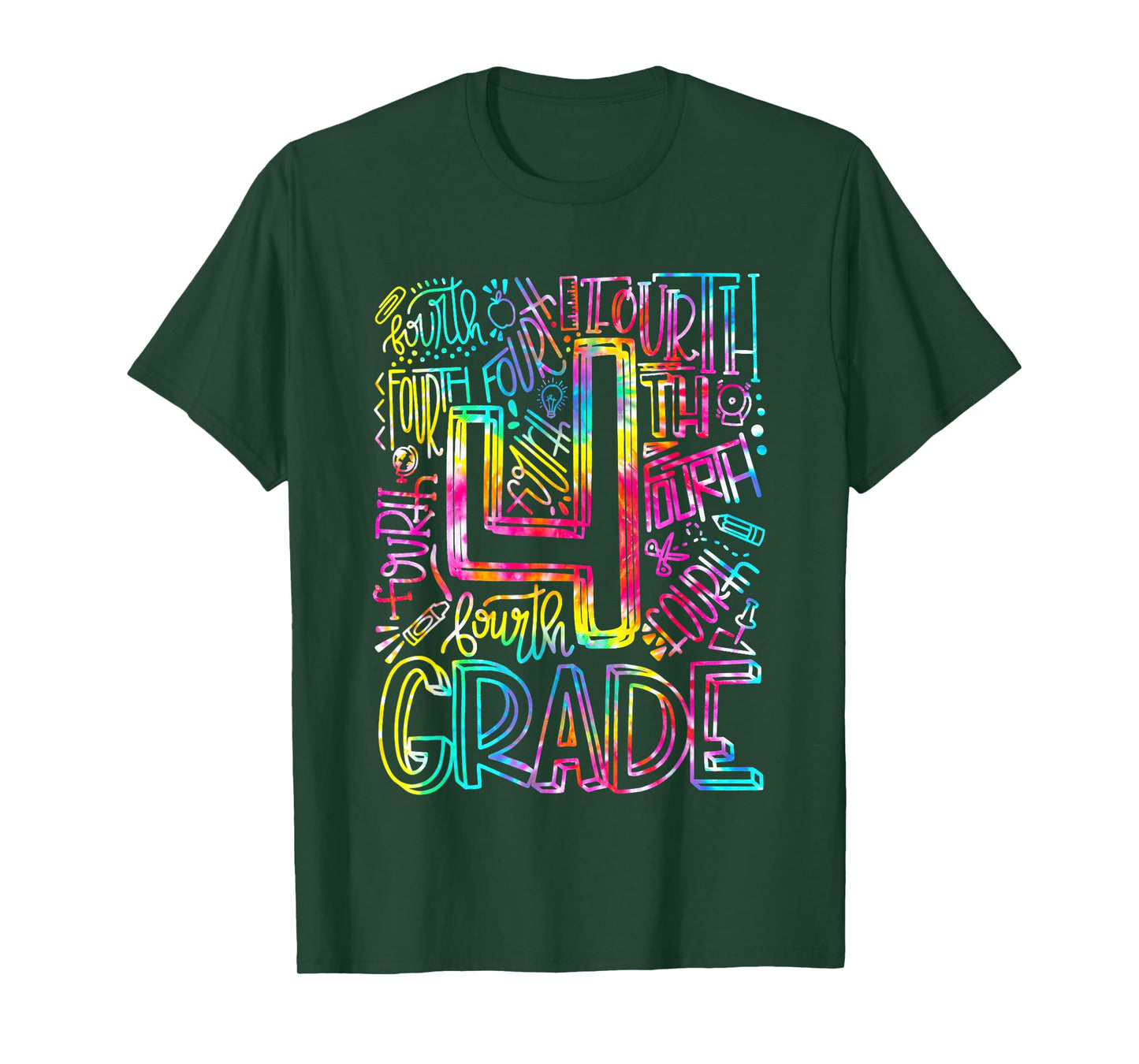 Tie Dye 4th Grade Typography Team Fourth Grade Teacher Gift Men Women Kids T-Shirt