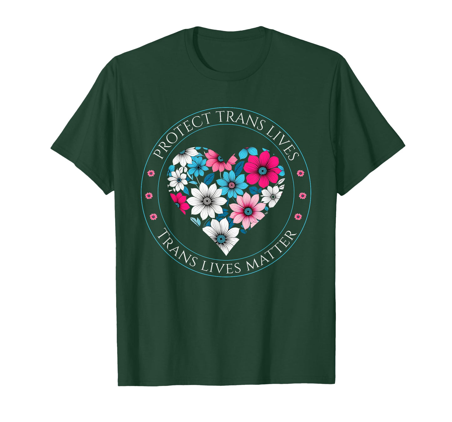 Protect Trans Lives Matter Trans Kids Floral Heart Floral T-Shirt