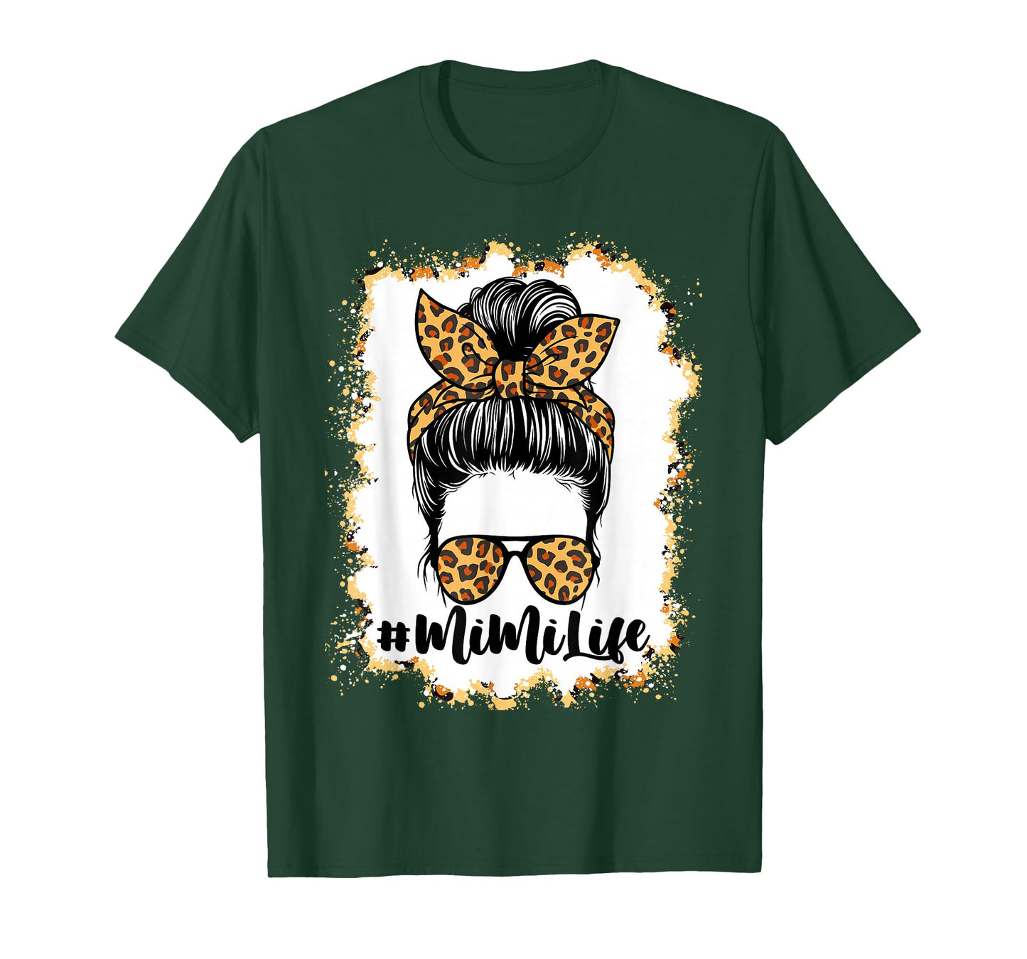 Mimi Life Hair Bandana Glasses Leopard Print Mother's Day T-Shirt