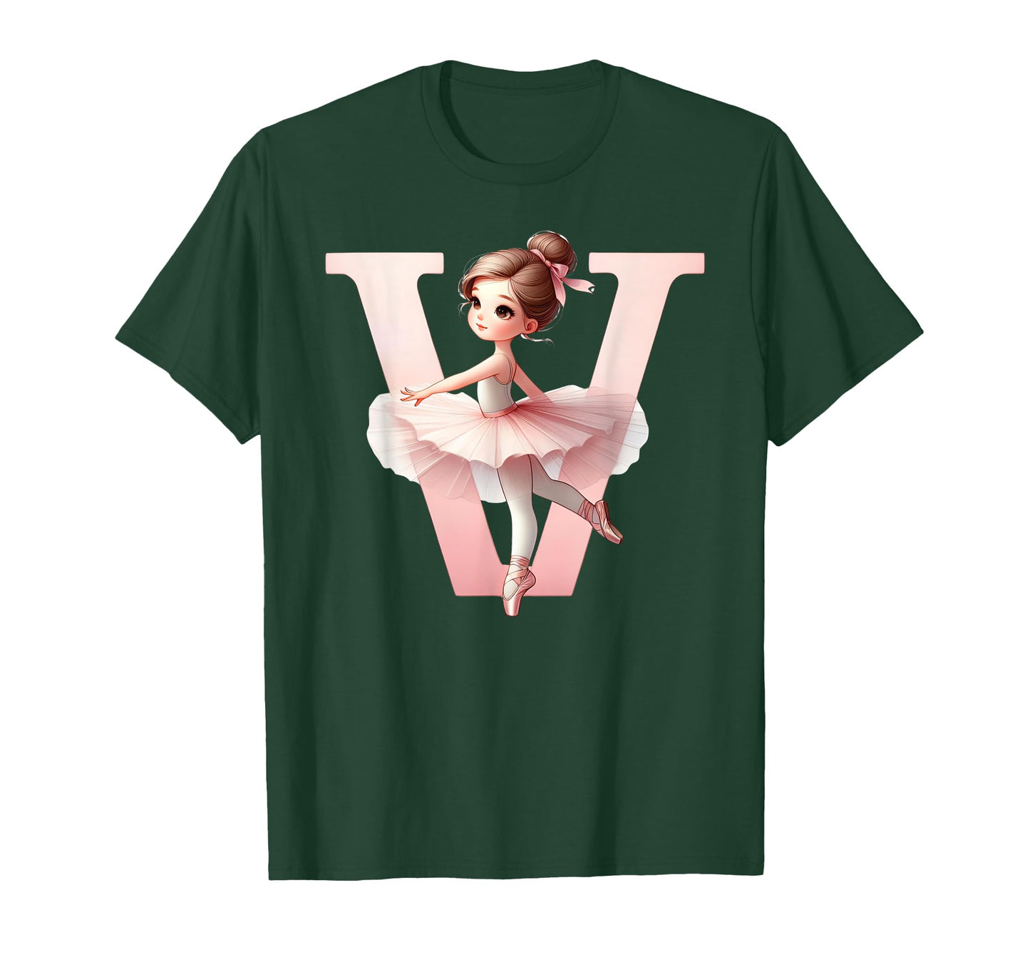 Ballerina Girl Dancing Name First Letter V Girly Tutu Ballet T-Shirt