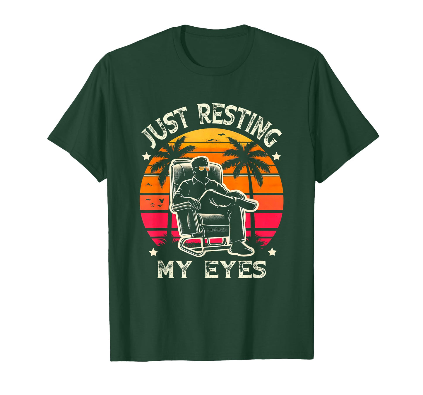 Just Resting My Eyes Funny Recliner Dad Sunset PalmTree T-Shirt